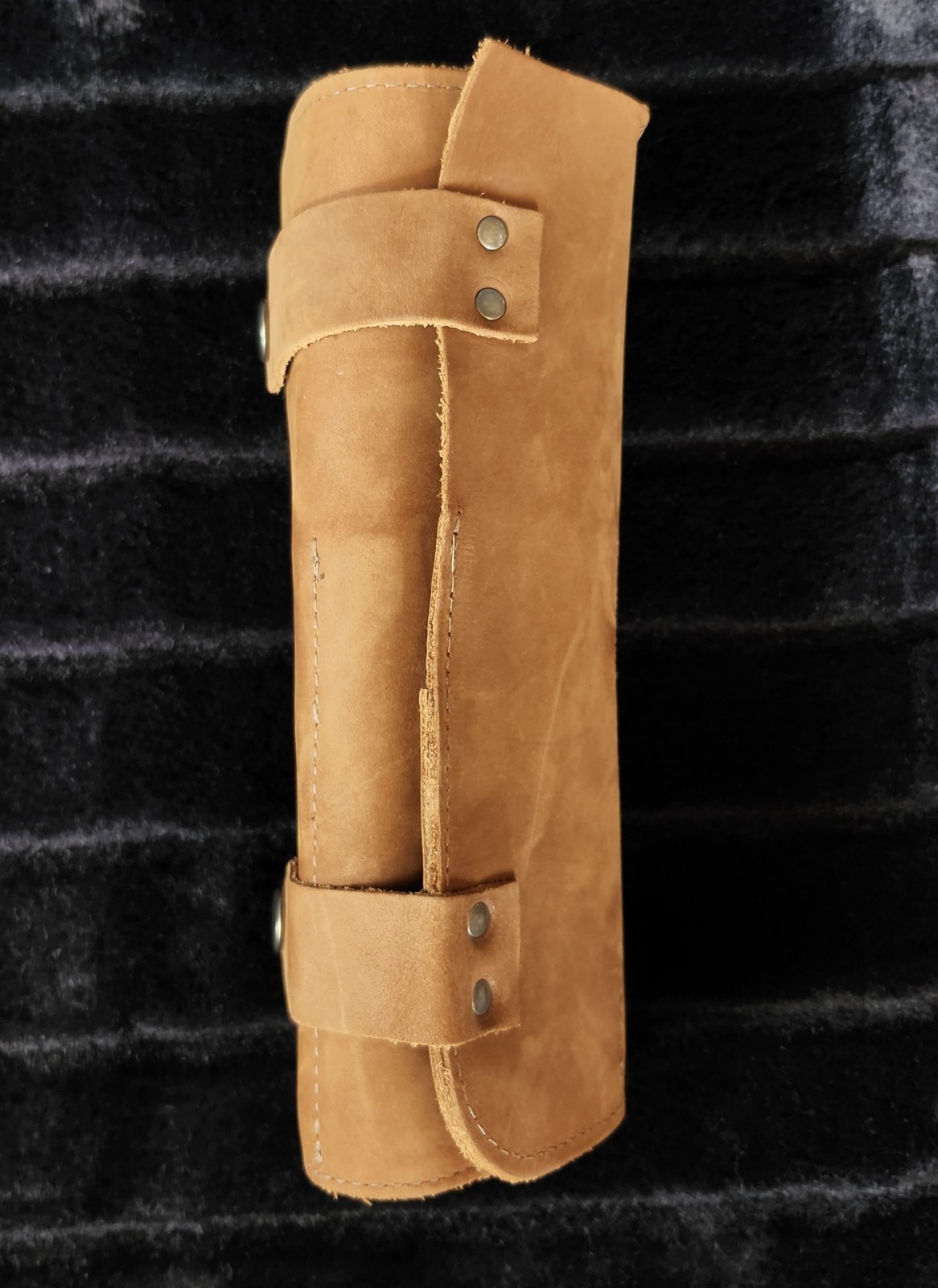 Hide & Drink Rustic Small Suede Tool Roll Up Bag 14 Slots and Pouch 14″ × 9″