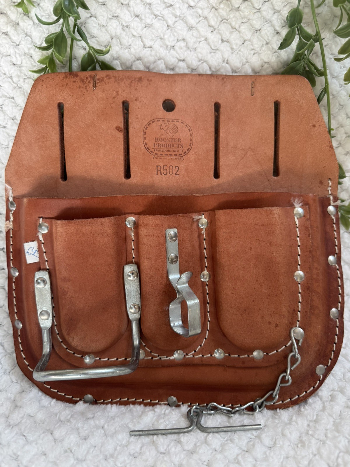Rooster Leather Tool Pouch Electrician Lineman 4 Pocket R502 No Belt