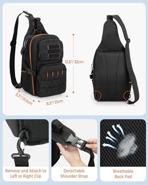 Tactical HVAC Tool Bag, Electrician Chest Tool Pouch with Compartments, Small