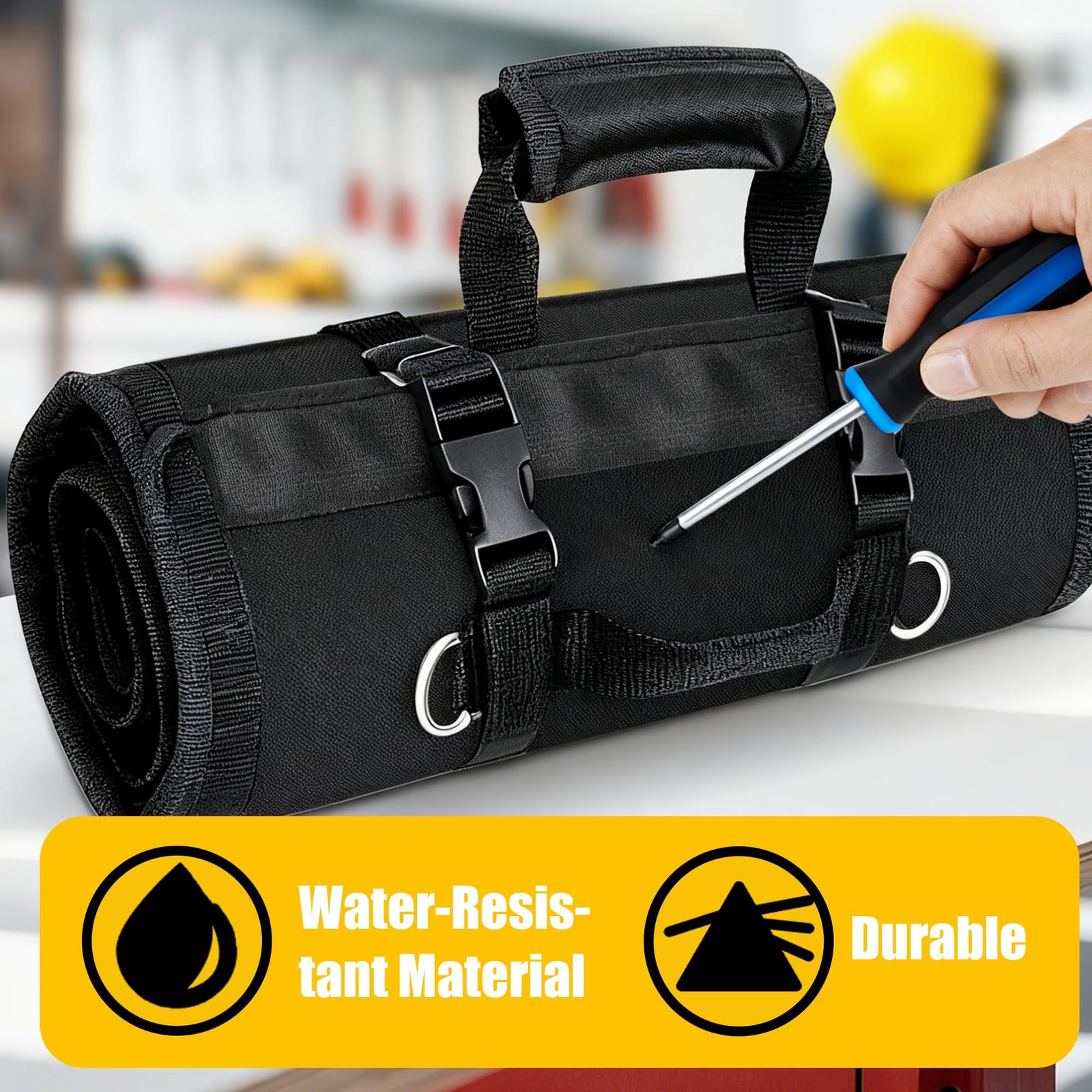 Tool Bag,Large Roll-Up Tool Bag Organizer with 28 Pocket Organizer, 34 Socket…