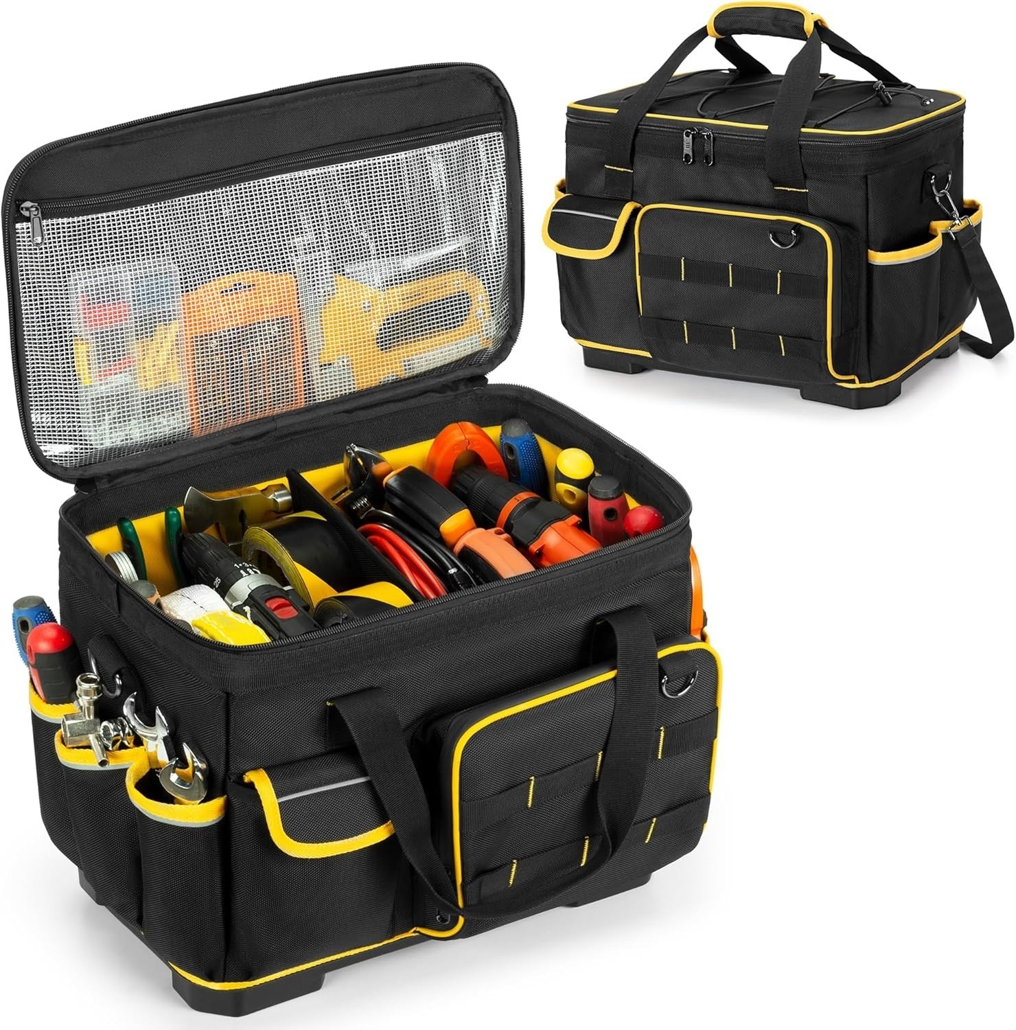 16-inch Tool Bag with Hard Bottom and a Detachable Divider, Heavy Duty