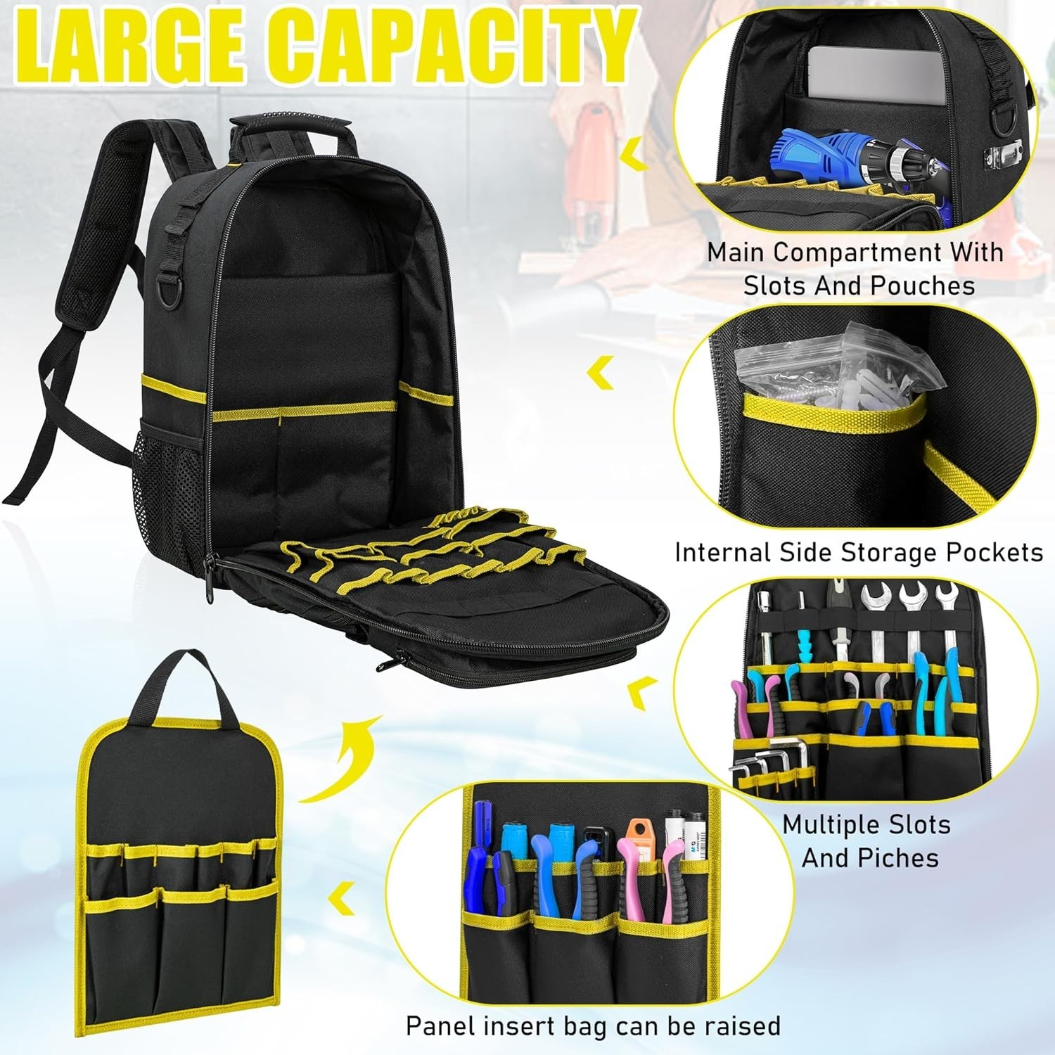Water-Resistant Heavy Duty Tool Bag with Comfortable Shoulder Support – 28lbs