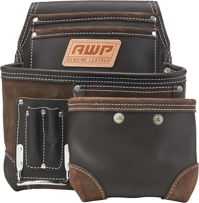 AWP Trapjaw Oil-Tan Tool Rig Genuine Leather Construction Work Belt Pouch New