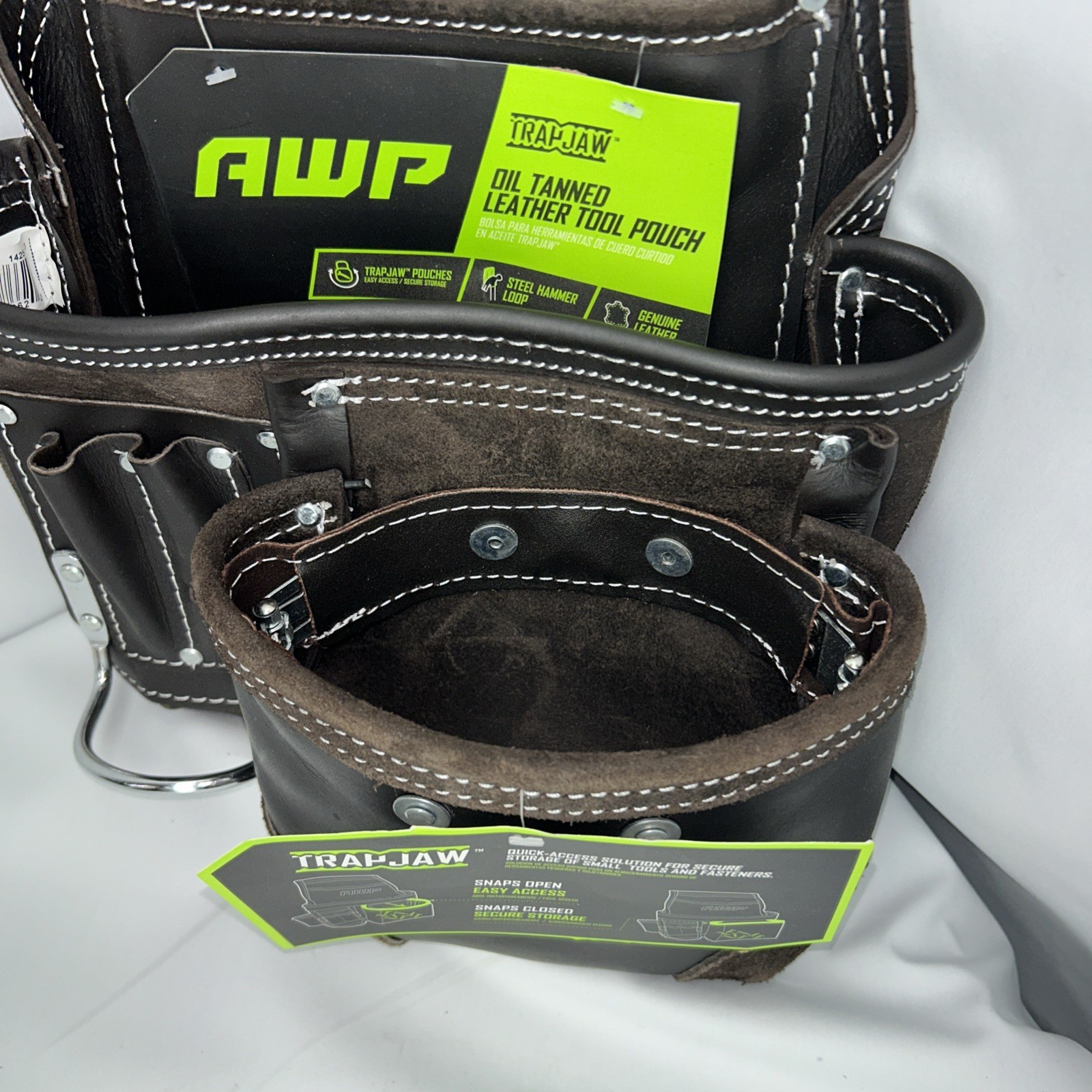 AWP Trapjaw Oil-Tan Tool Rig Genuine Leather Construction Work Belt Pouch New