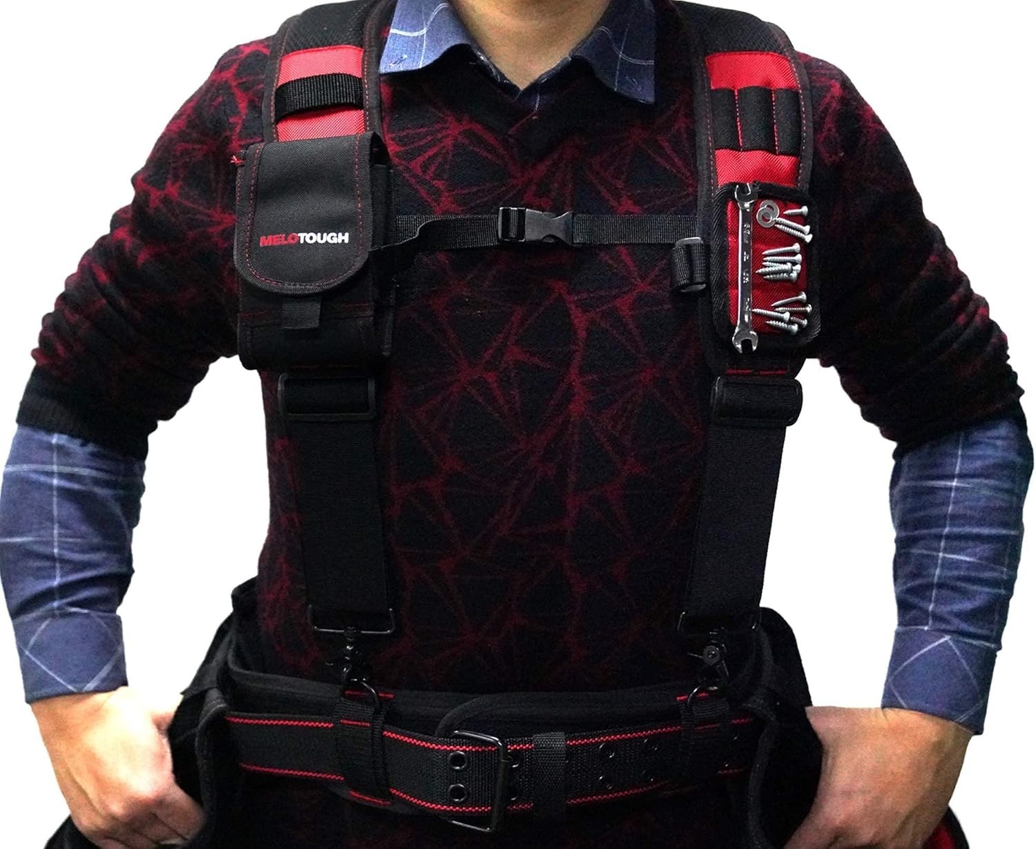 Durable Padded Work Suspenders with Magnetic Wristband