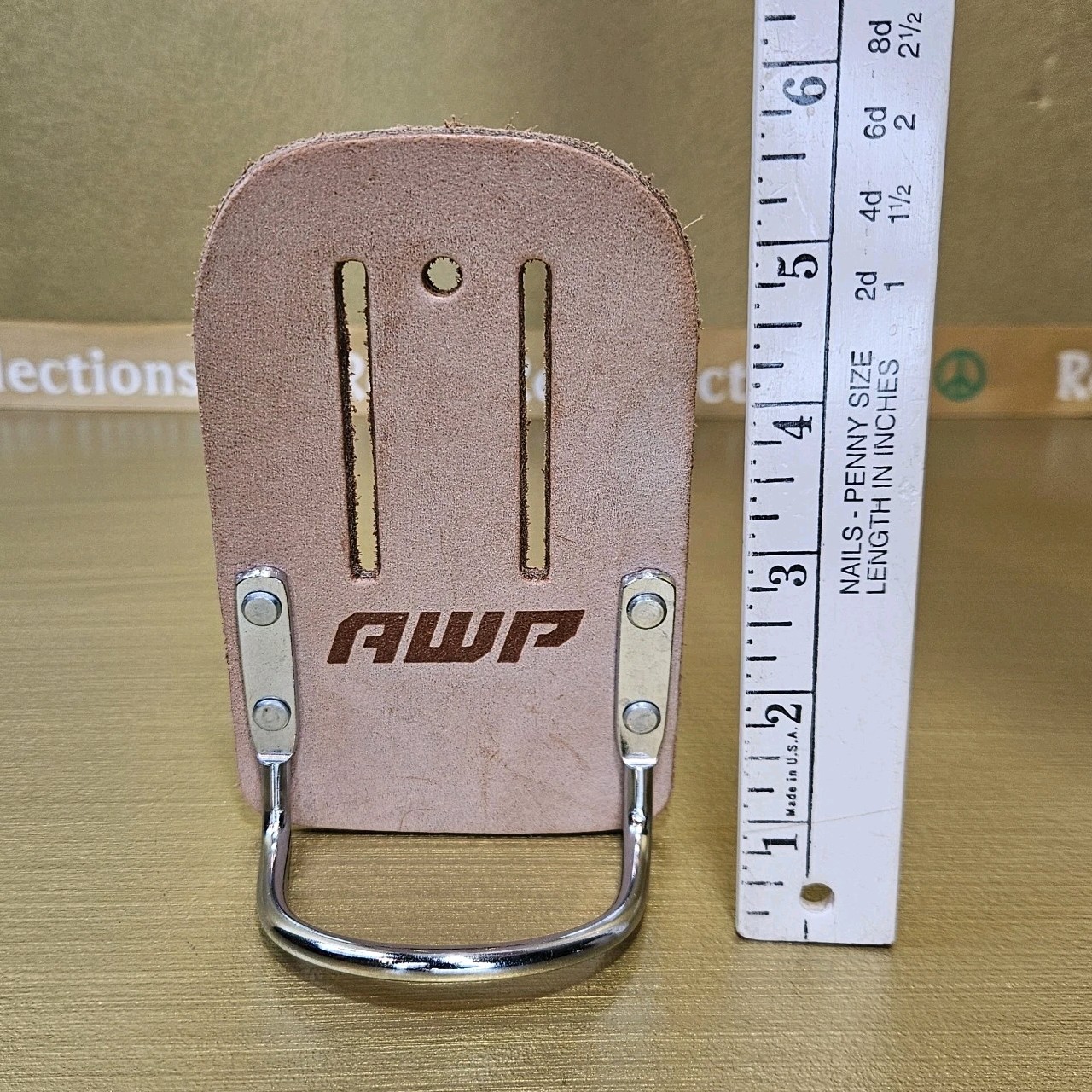 AWP 1L-739-2 Saddle Leather Hammer Belt Holder Construction Work Set of 2 New