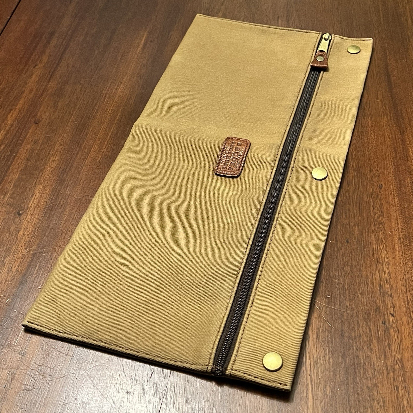 Brooks Brothers Heavy Duty Tan Canvas Pouch with Snap-on Buttons