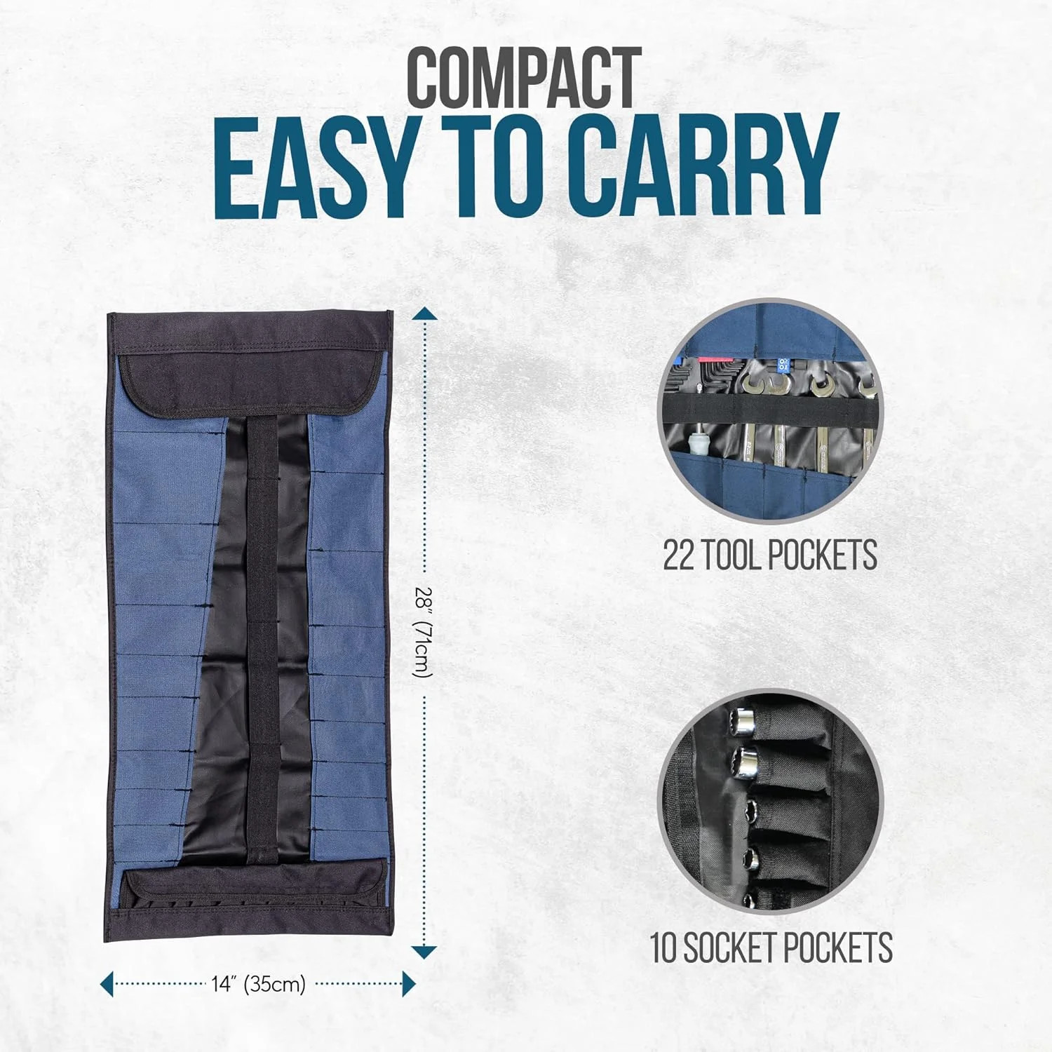 32 Pocket Tool Roll Organizer – Wrench Organizer & Tool Pouch – Wrench Roll Incl
