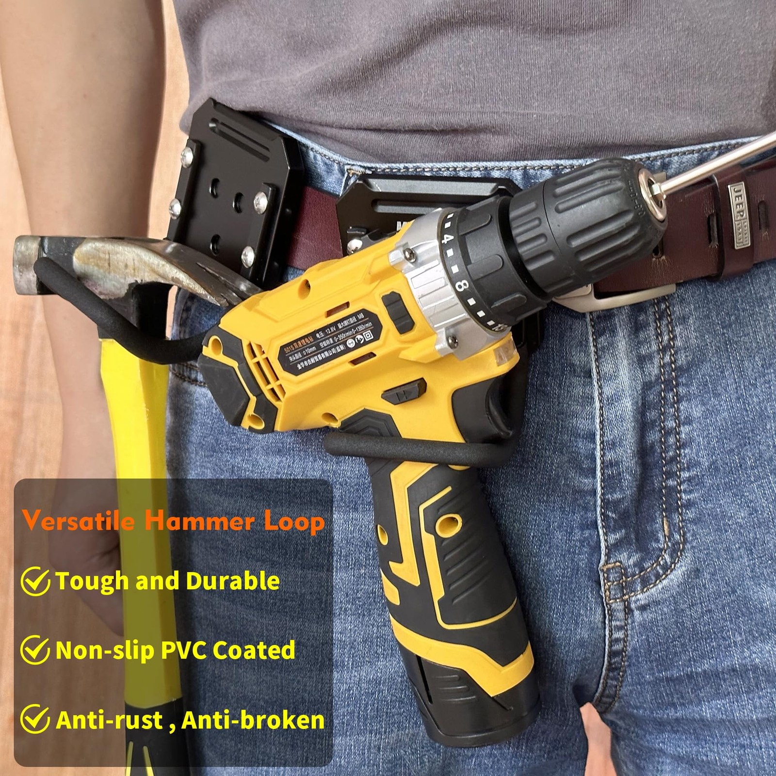 1 Set Hammer Holder Belt Clip Heavy Duty Tool Clip, Drill, Hatchet, Mallet Carry