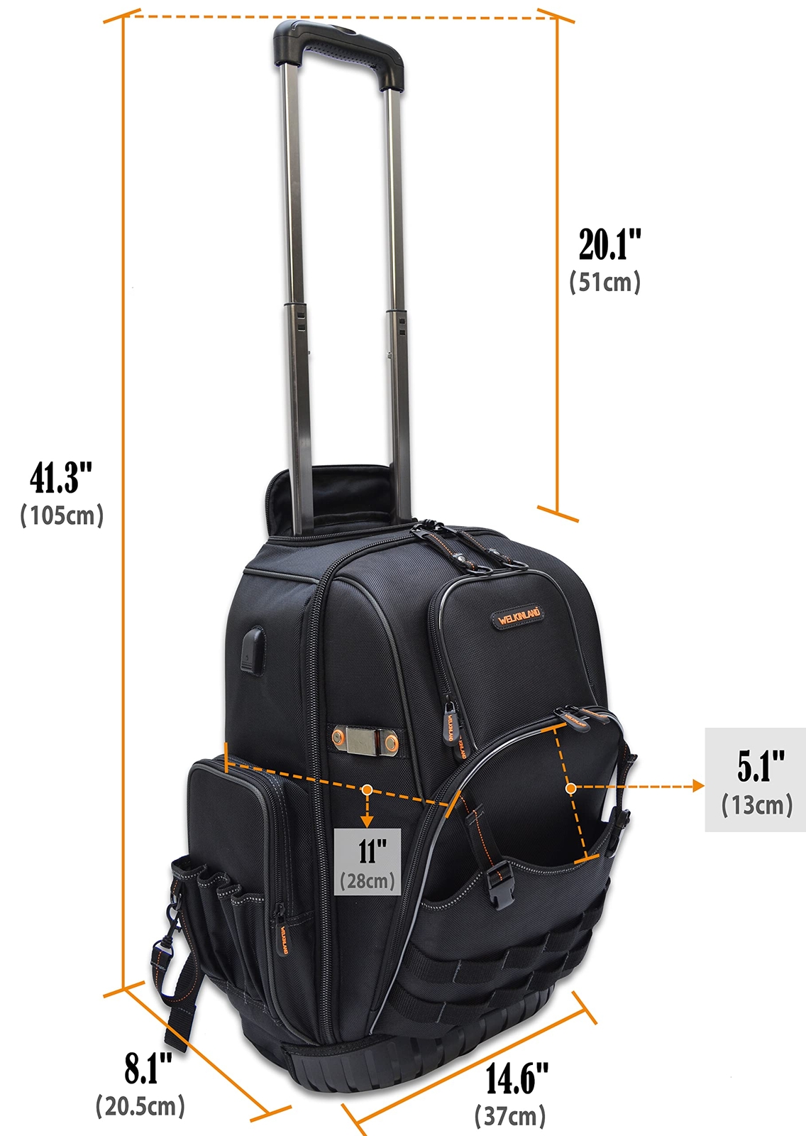 72pockets Rolling Tool Backpack Large Tool Bag With Wheels Rolling Electrician B