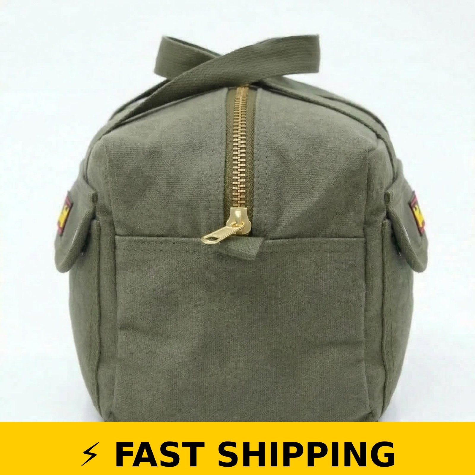 G & F Waxed Canvas Duffle Bag, 11″ Compact Travel Bag, Olive Green