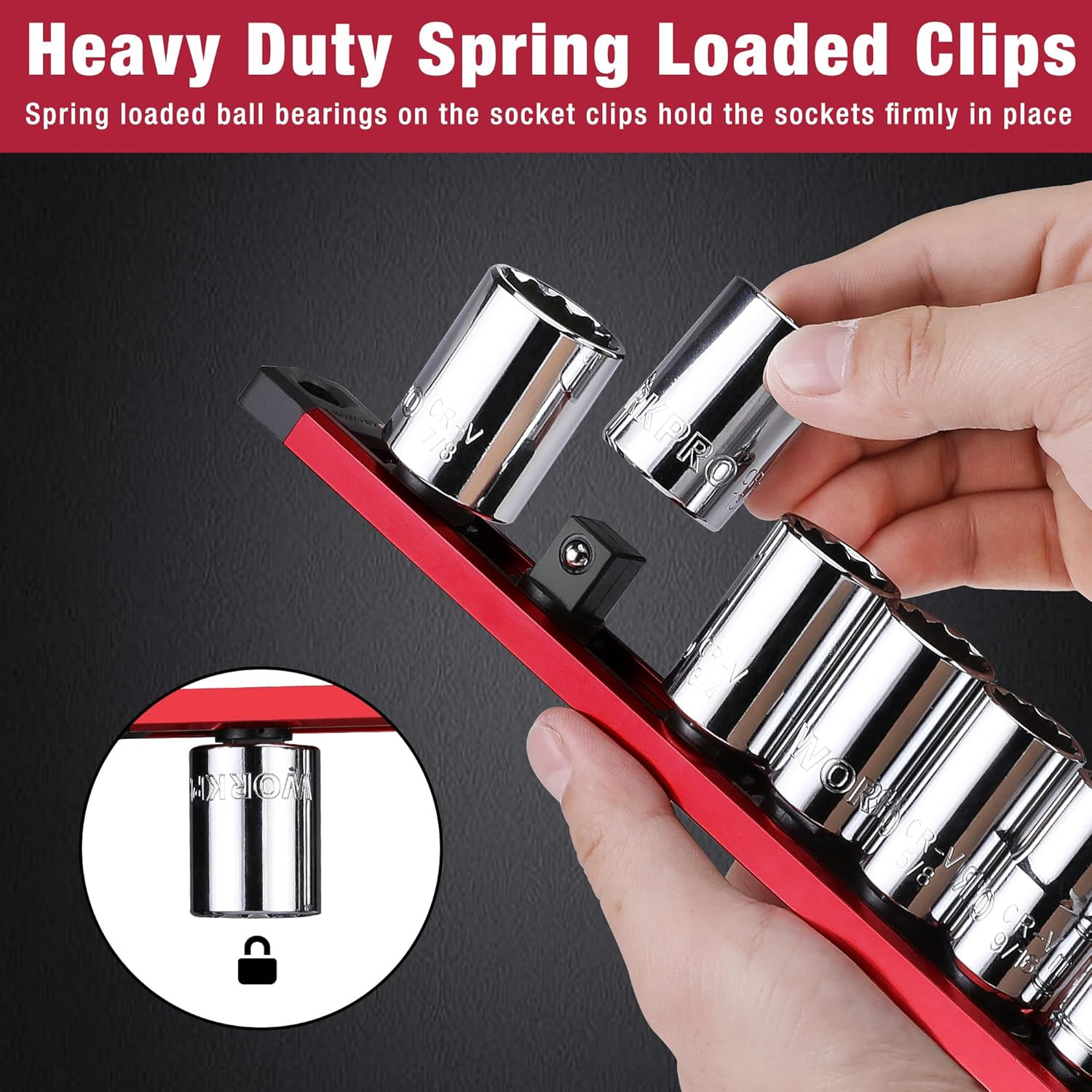WORKPRO Magnetic 3 Pieces-1/4", 3/8", & 1/2" DR, Red