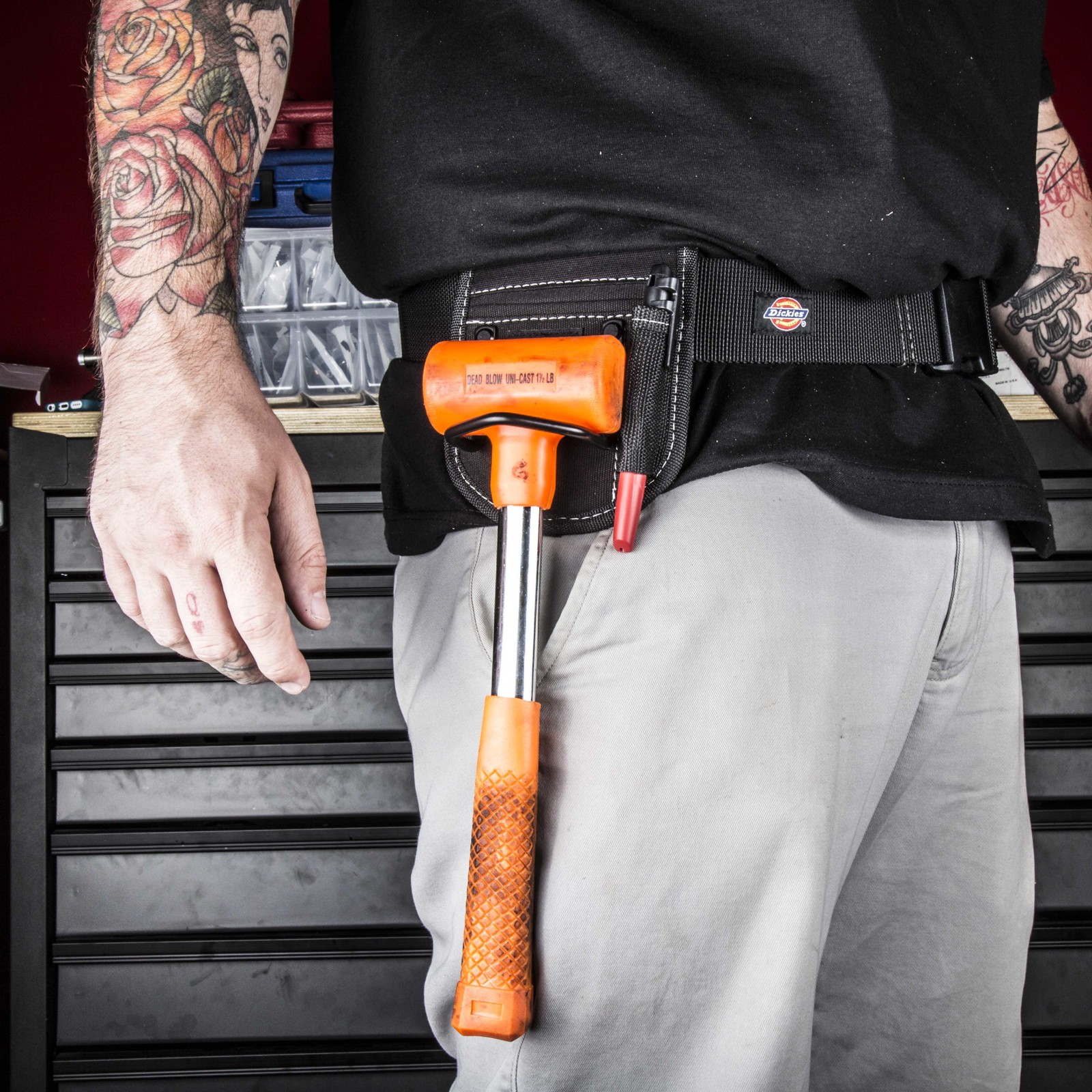 Dickies 2 in. Wide Black Webbing Tool Belt for Utility and Work Pouches 57013