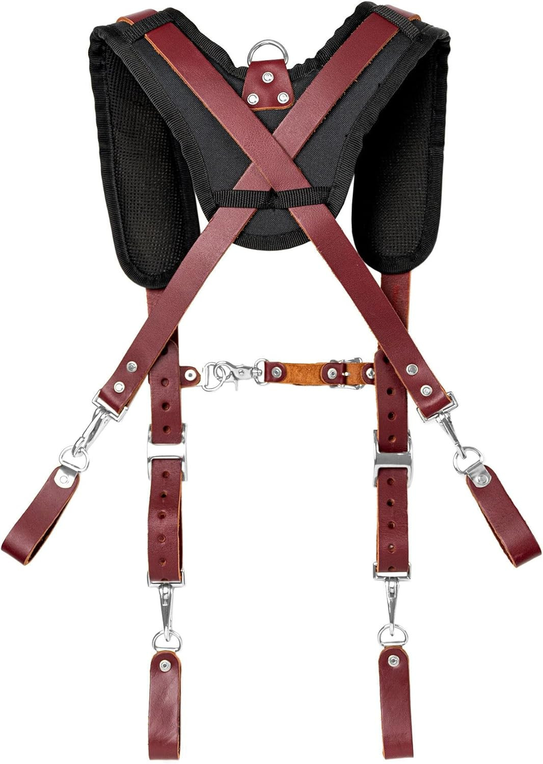 Leather Padded Tool Belt Suspenders W/Chest Strap| Pencil Sleeve| Comfortable &