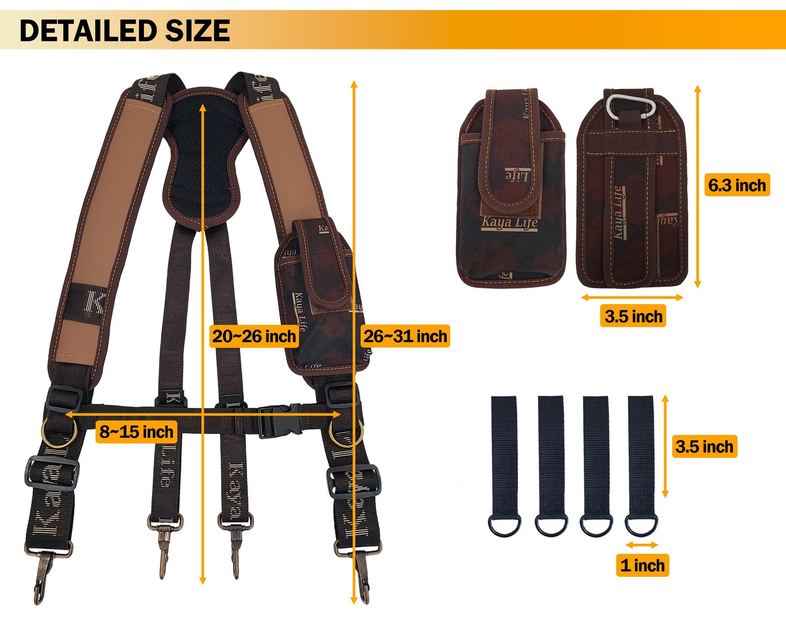 Tool Belt Suspenders for Men with Pouch and Belt Loops – Adjustable Should