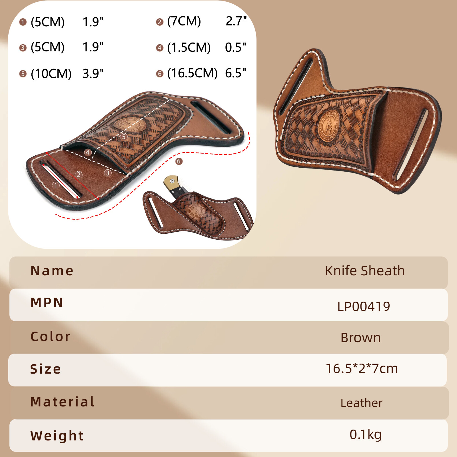 TOURBON Leather Folding Knife Sheath Belt Carry Pouch Tool Pocket Knives Holster
