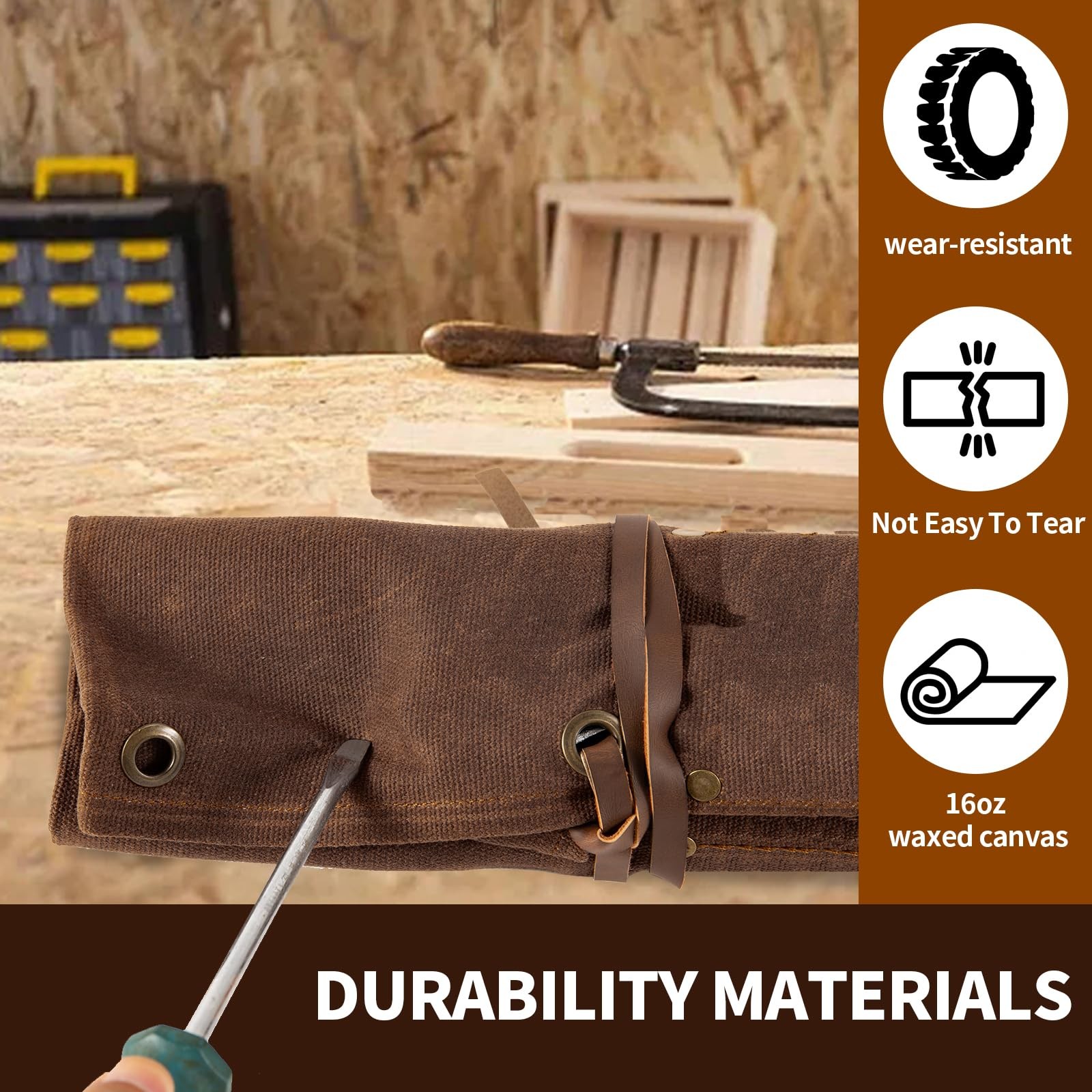 Chisel Roll,6 Pockets Roll Up Tool Pouch,Waxed Canvas Small Tool Roll Organiz…