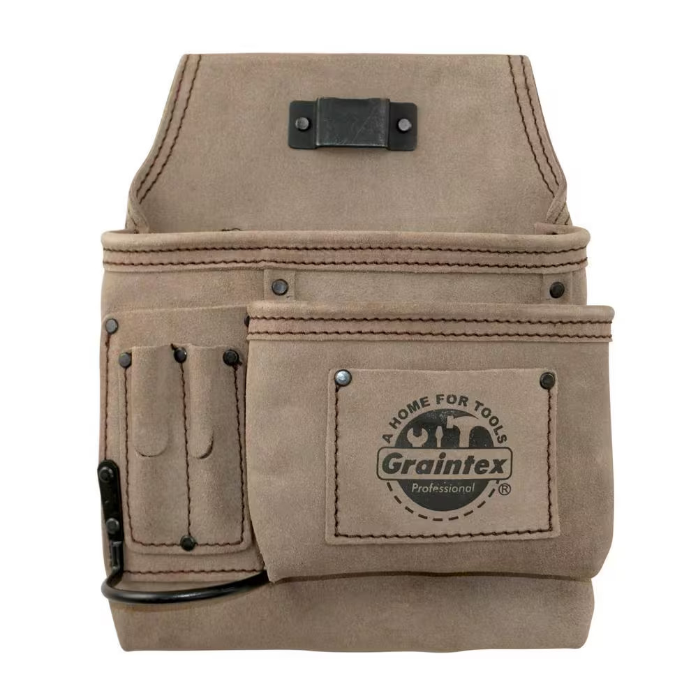 5-Pocket Suede Leather Right Handed Nail and Tool Pouch