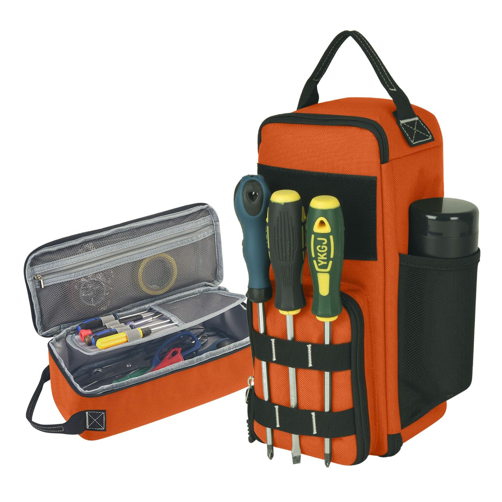 12.6 Inch Orange Small Tool Bag Pouch Men Multiple Pockets Waterproof Heavy