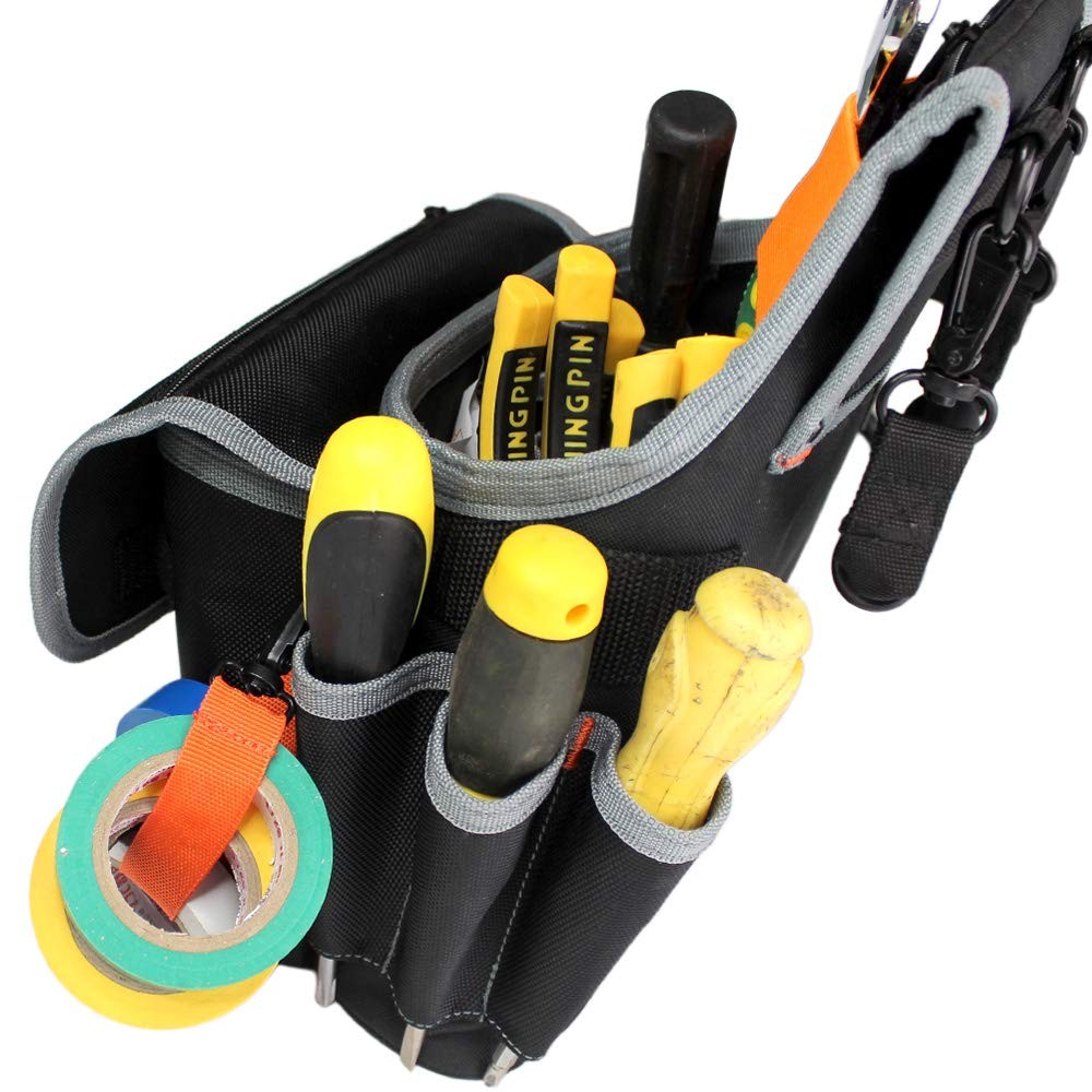 MELOTOUGH Electrician Tool Pouch Bag with 10″L x 3.35″W x 12.6″H, Black