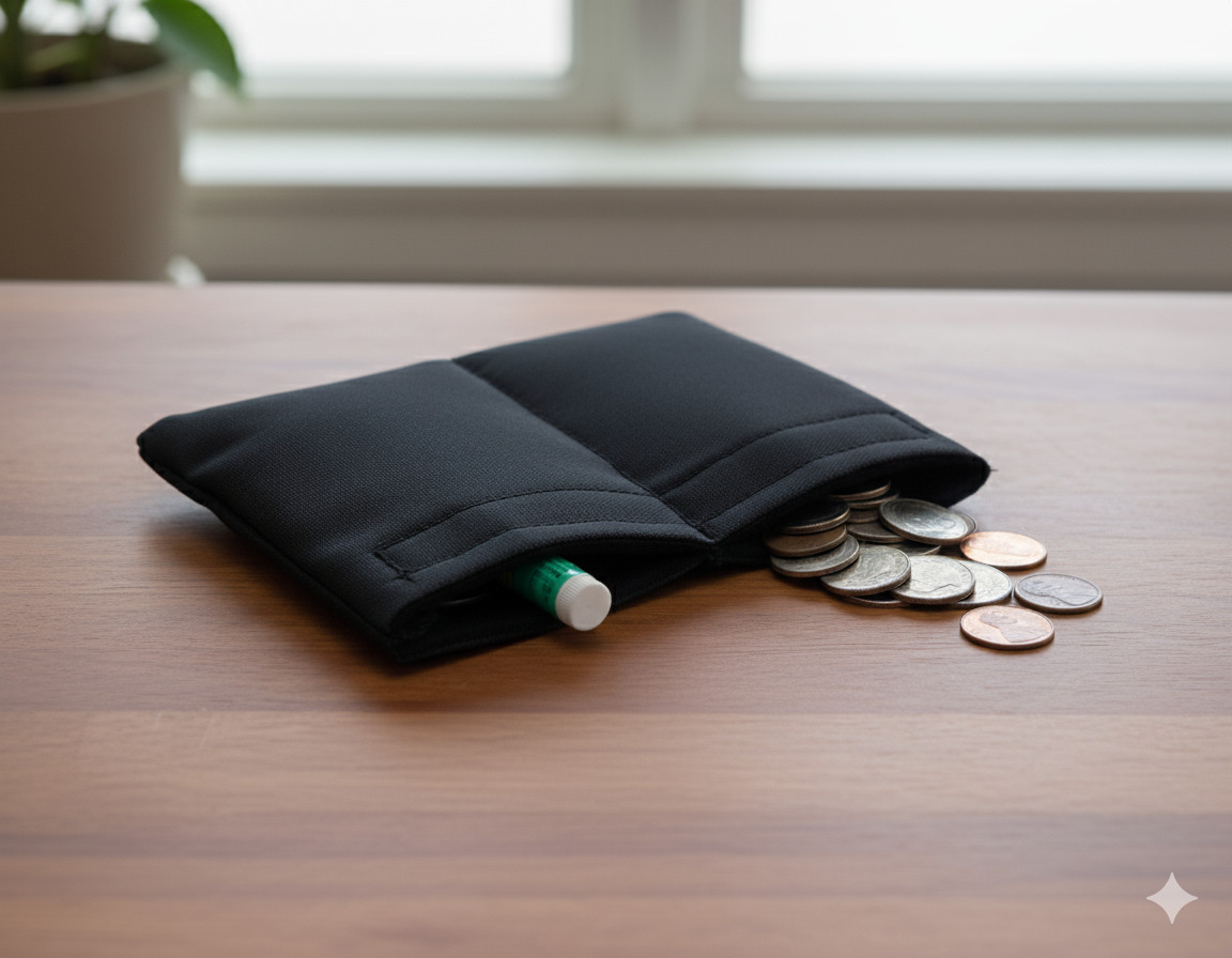 Small Pouch with Divider, Soft Interior, and Self Fastener 6.5″x5″ (5 pack)