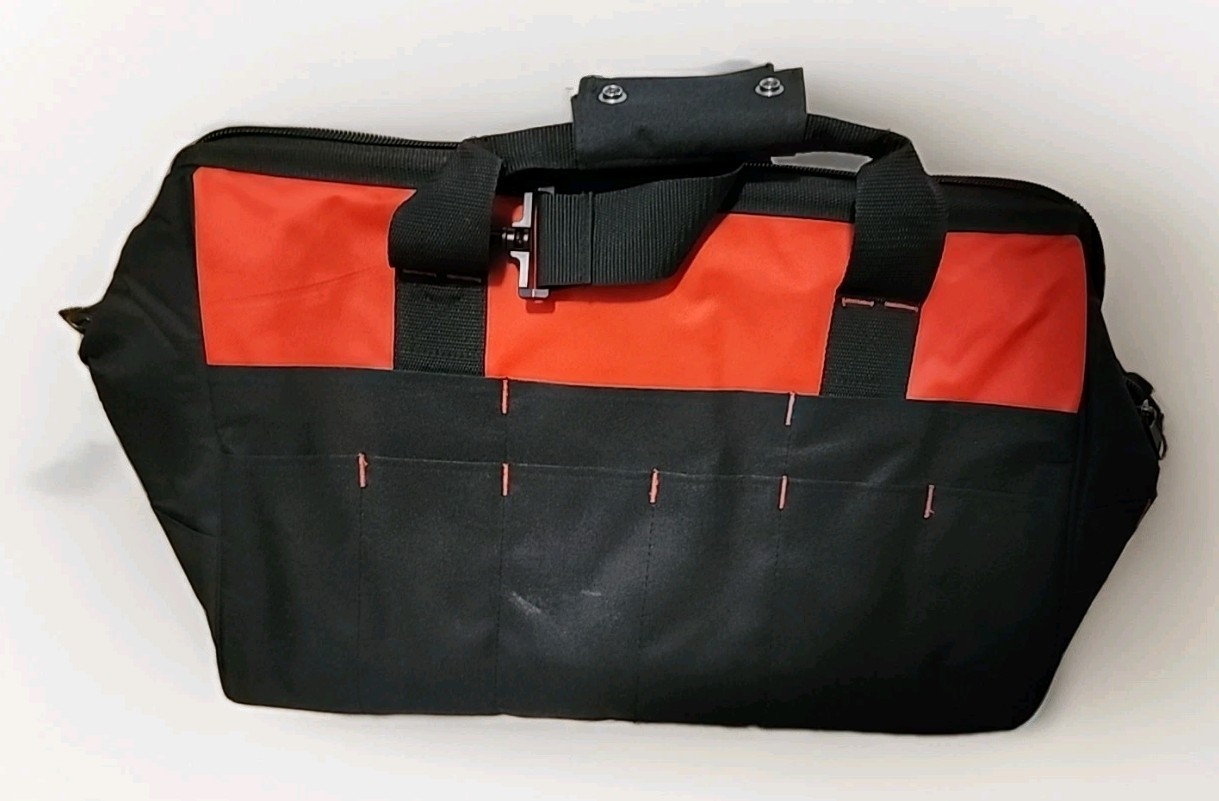 Westward 5MZJ9 Tool Bag, Black, Polyester, 22+ Pockets Milwaukee Gloves Included