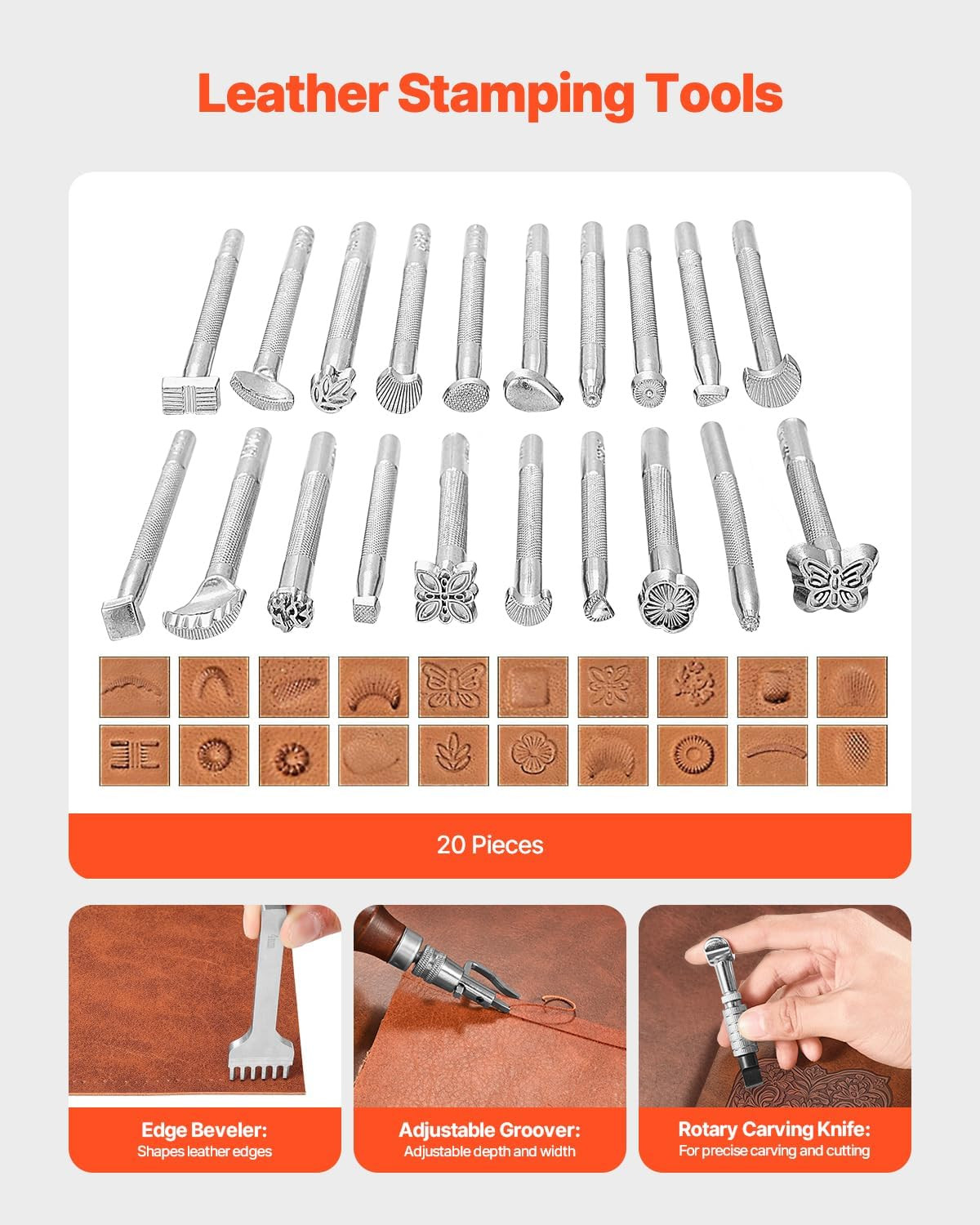 Leather Working Tools Kit, 92 PCS with Portable Leather Storage Bag, Engraving P