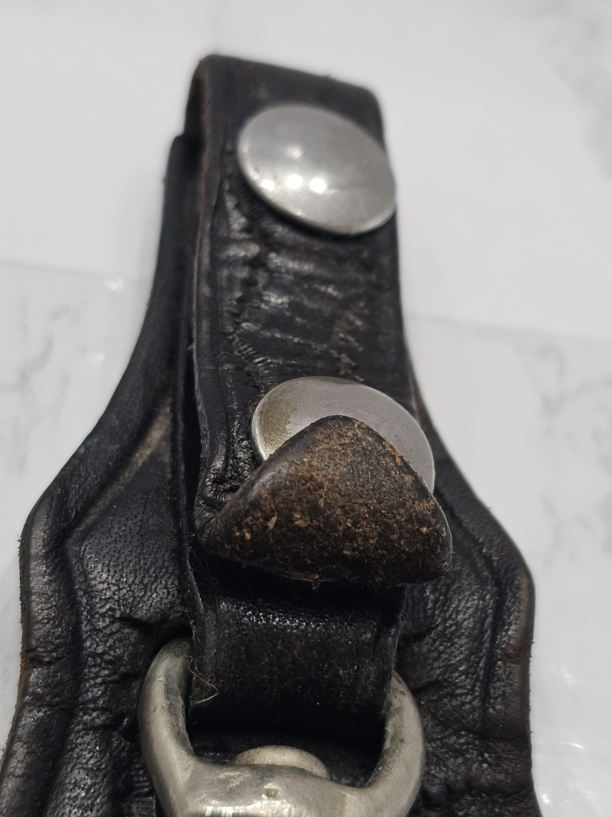 Vintage Tool Holster Leather Metal Hook Button For Belt Holster Pattern Key Ring