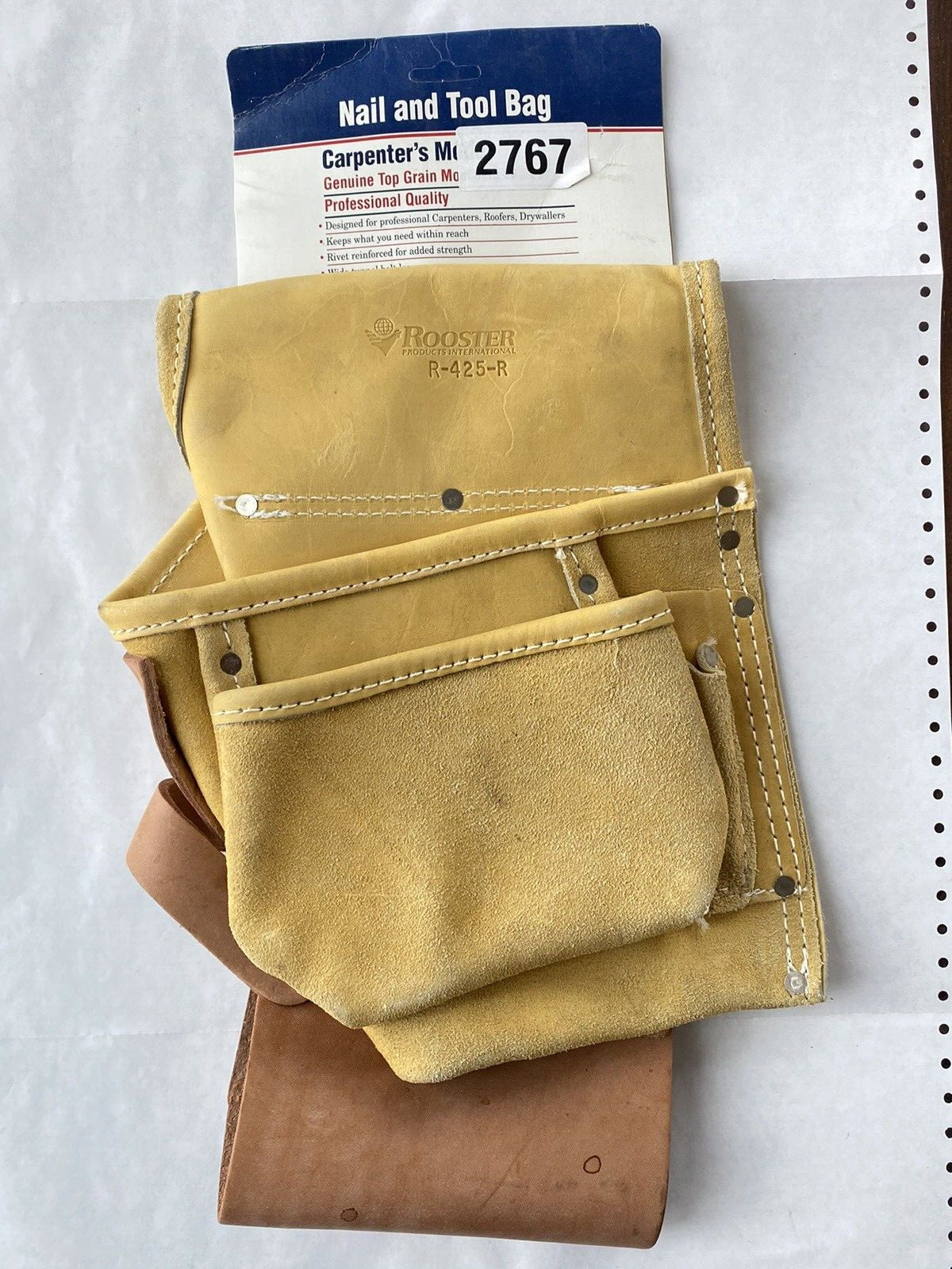 Leather / Suede Tool Belt Rooster Products Carpenter Tool Pouch R-425-R NEW