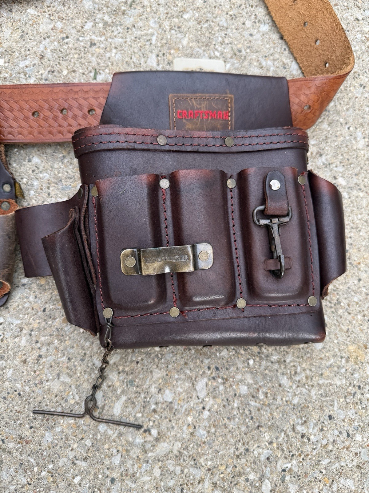 Craftsman 40527 40525 Multi-Pocket Tool Belt Pouch & 40472 Belt 4pc Set Leather