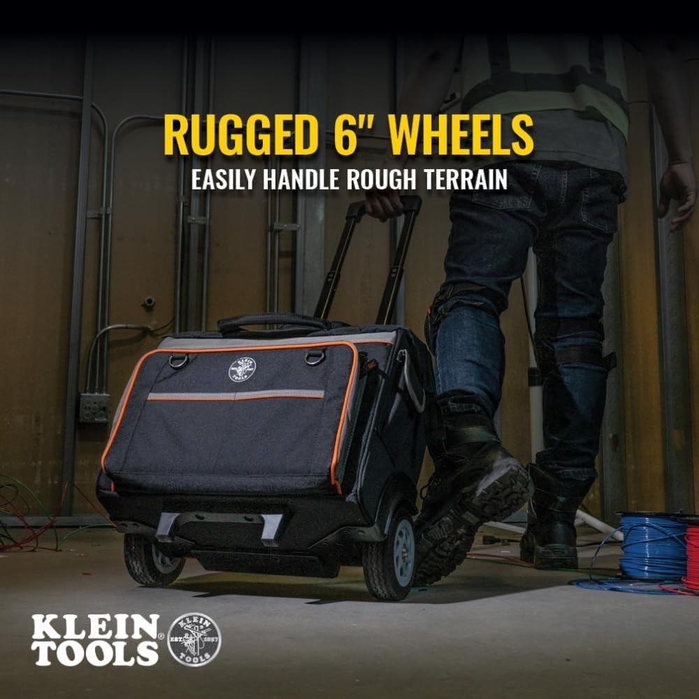 Rugged Tool Bag with 6-Inch Wheels and Reinforced Structure for Easy Transport