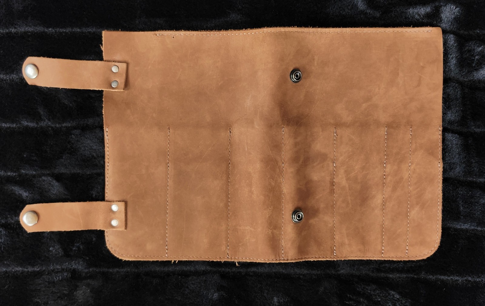 Hide & Drink Rustic Small Suede Tool Roll Up Bag 14 Slots and Pouch 14″ × 9″