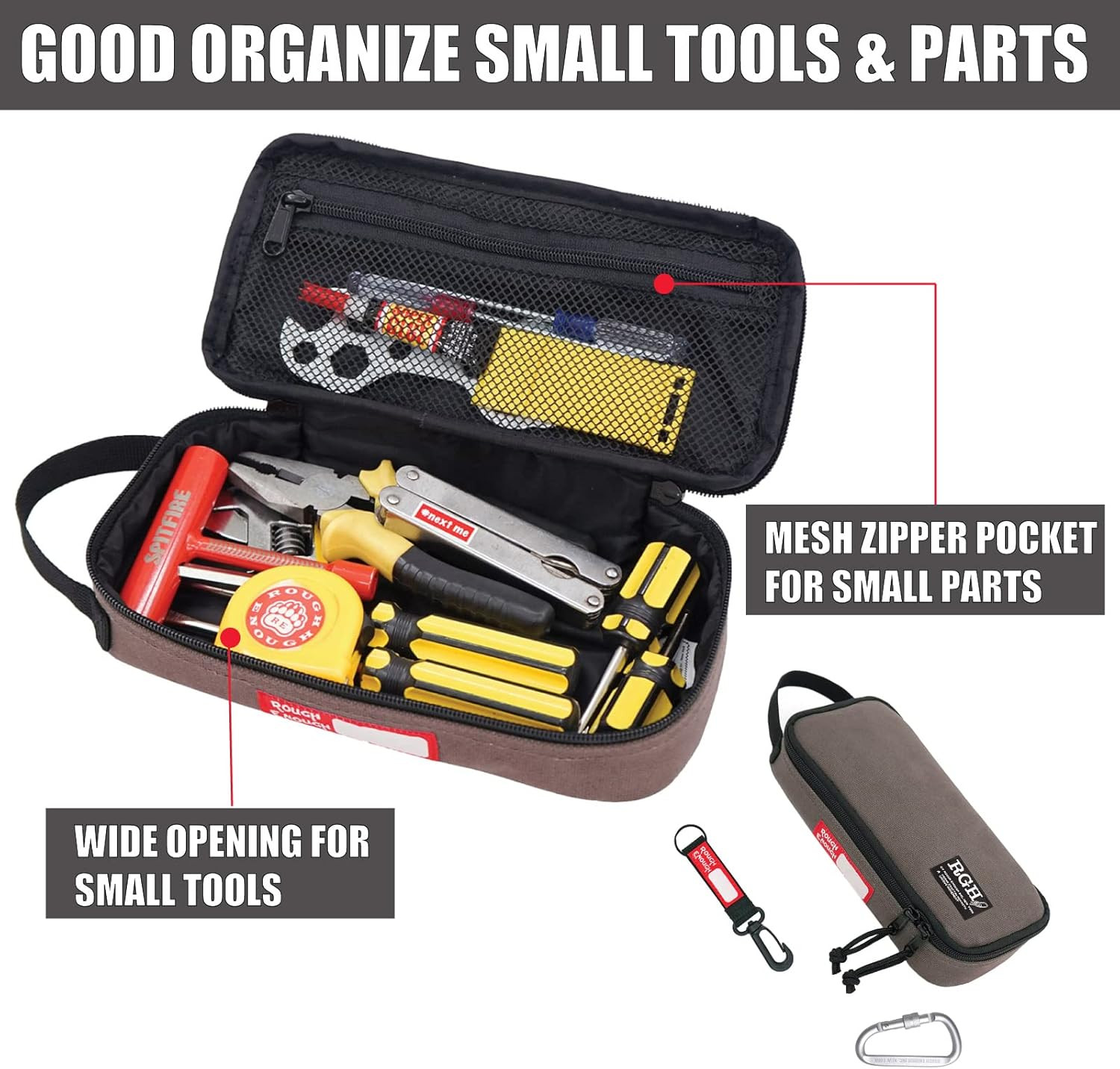 Rough Enough EDC Tool Bag Organizer with Handle – Portable Pouch for Tools