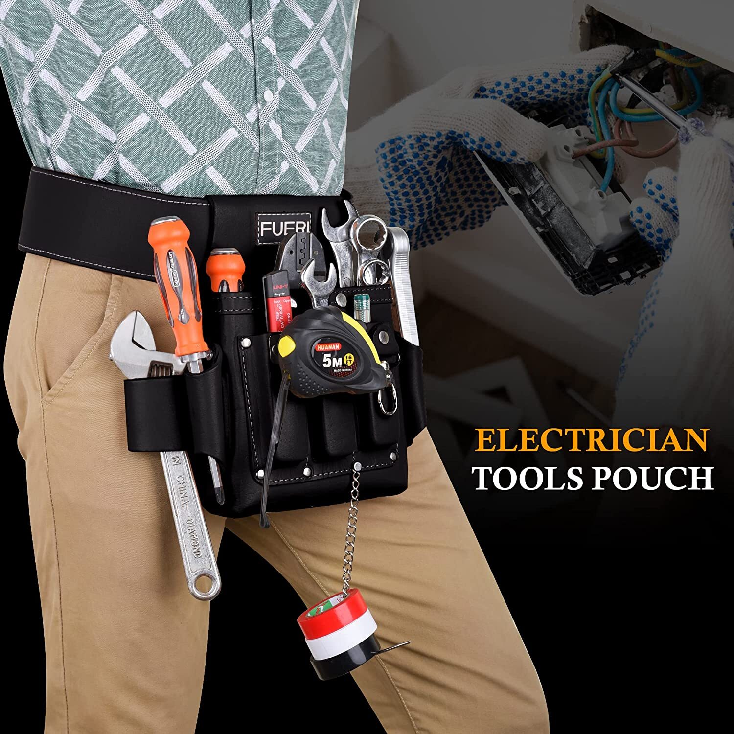 Leather Tool Pouch for carpenters Tool bag for electricians Framers electric