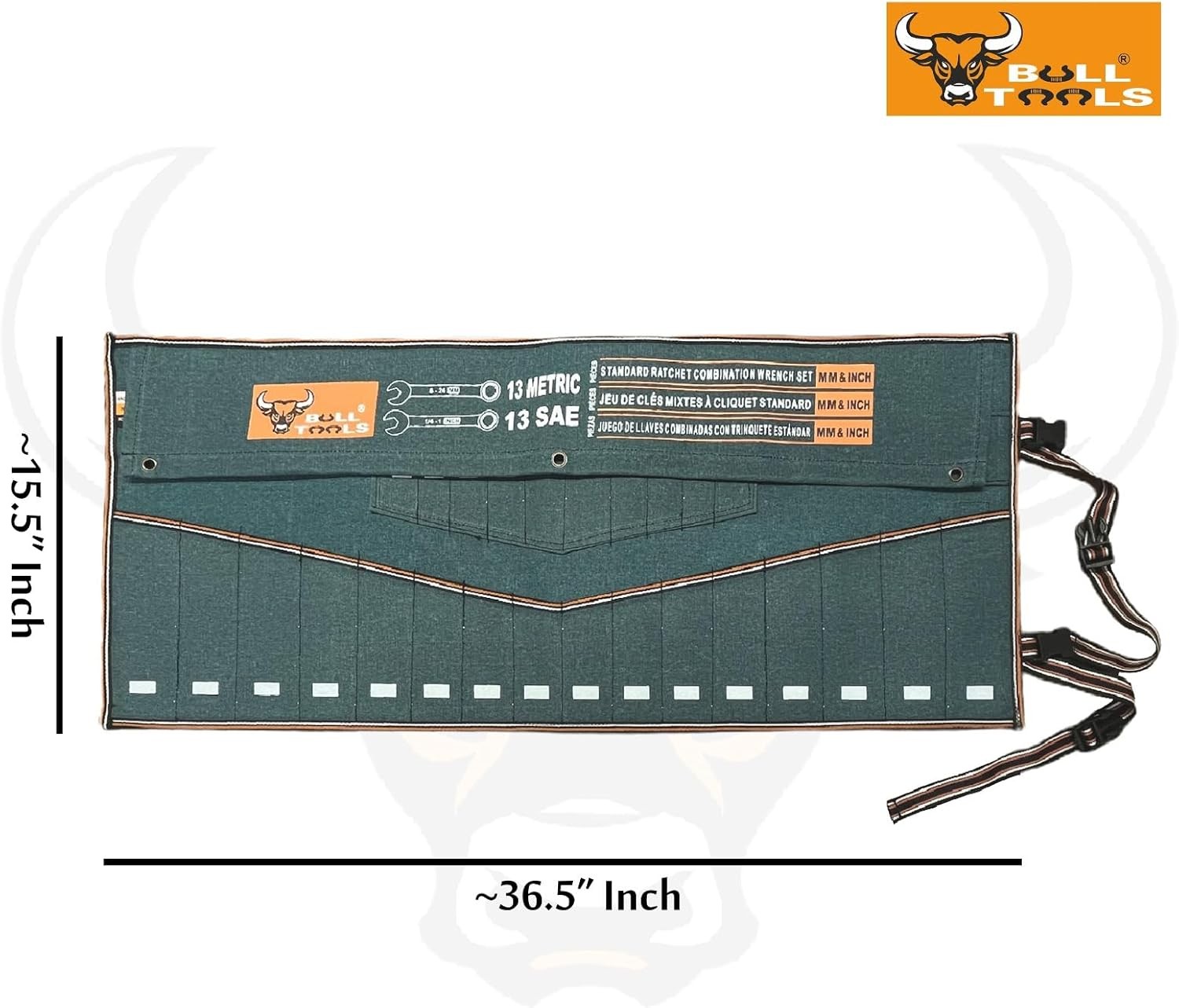 Wrench Organizer 26 Pocket Roll Up Pouch with Carry Bag Tool Metric & SAE Hand