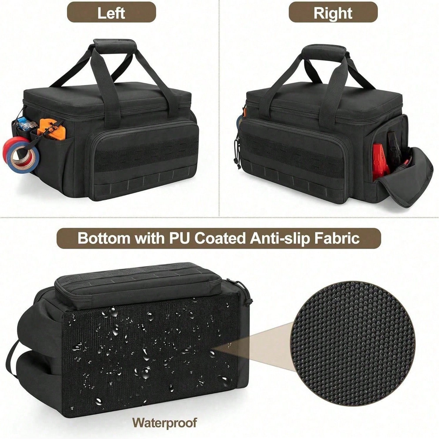 Men’s Handmade Tool Organizer Bag EDC Pouch Mechanic Electrician Tool Bag Black
