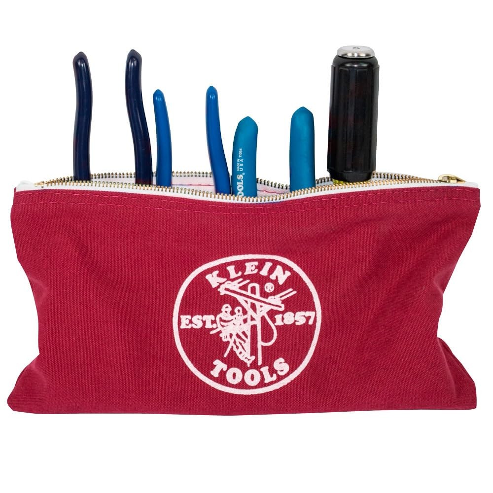Klein Tools 5141 Zipper Tool Bag, Pouch, 4-Pack, Brown, Black, Gray, Red