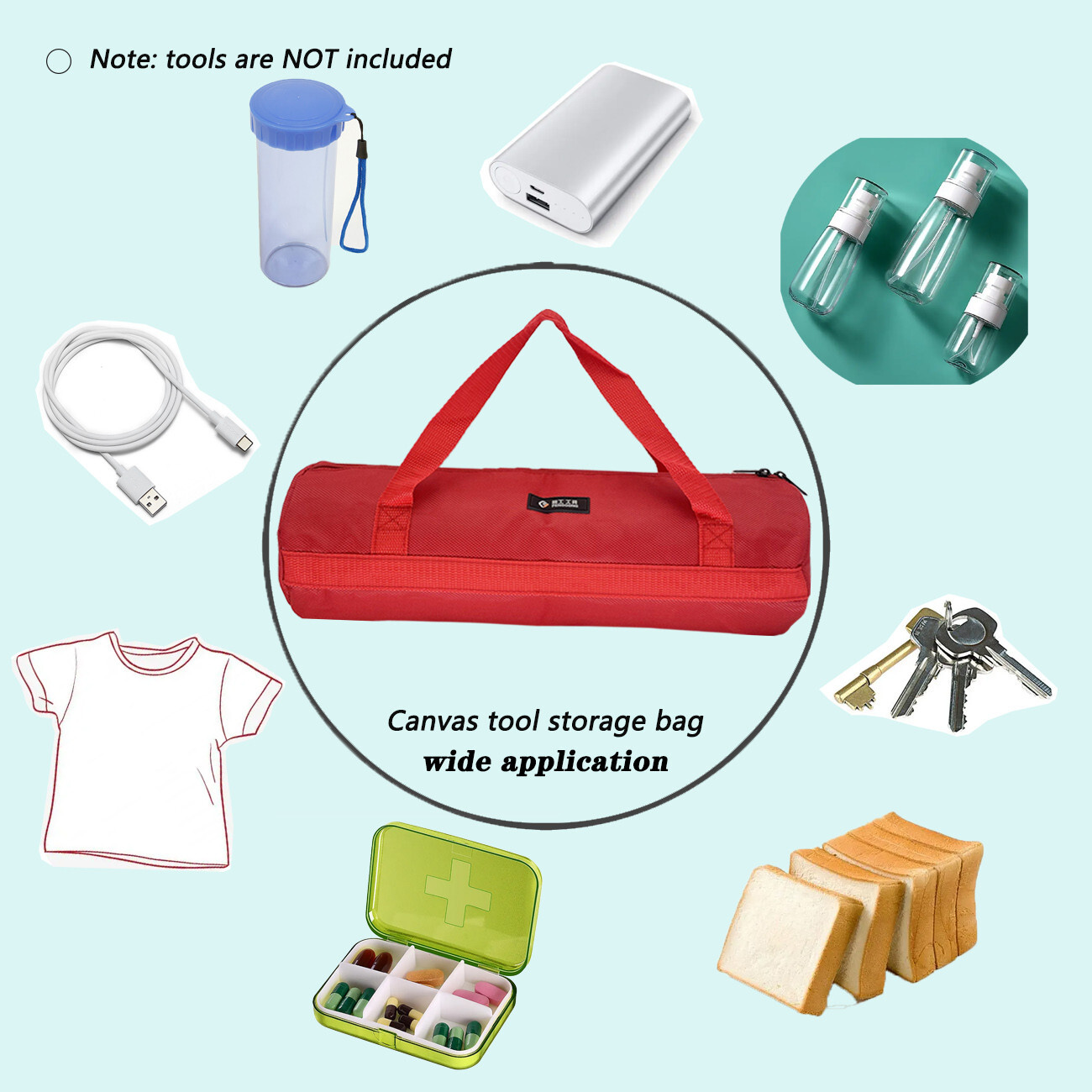 16inch Red Tool Bag with Zippers Multi Purpose storage for home 15.75×5.12in