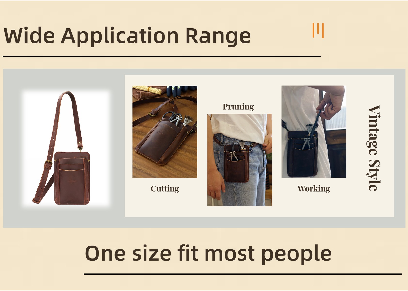 TOURBON Leather Garden Tool Florist Belt Pouch Tool Pocket Phone Case Sling Pack