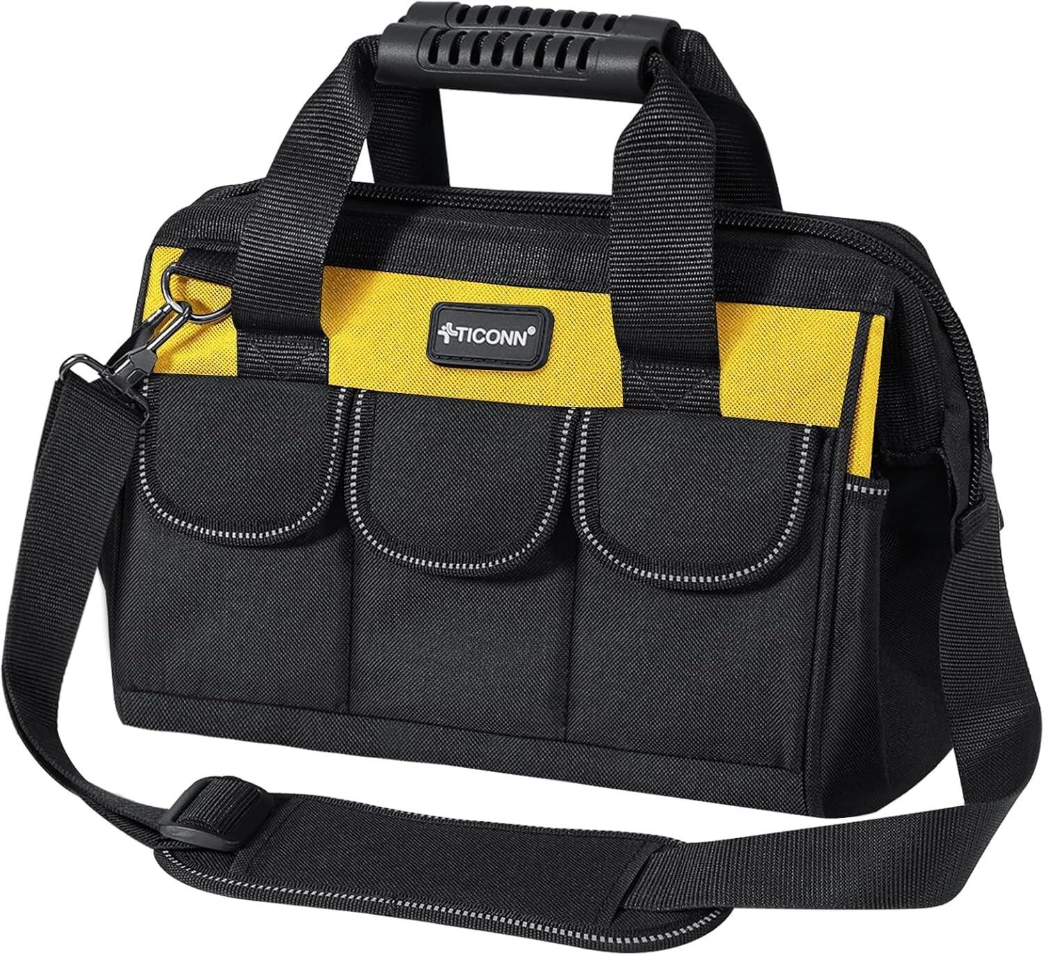 TICONN 12in Tool Bag with Waterproof Soft Bottom Multi-Pockets Wide Mouth Too…