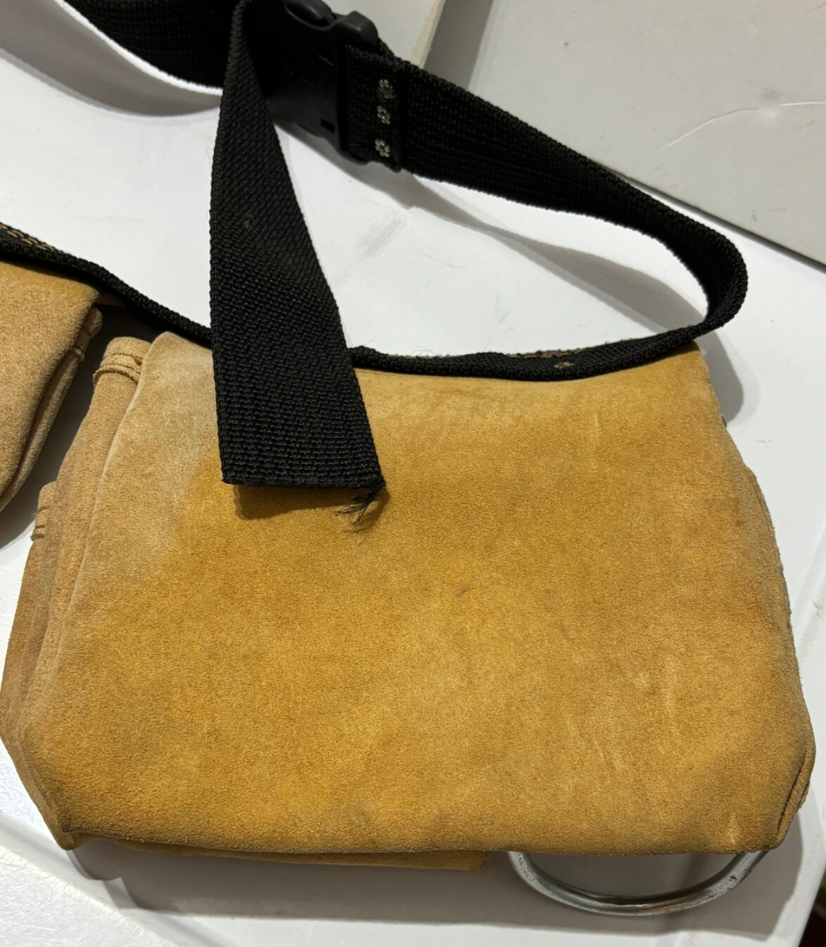 AWP L-490 Suede Leather Carpenters Tool Belt With Pouches & 2 Metal Hammer Loops