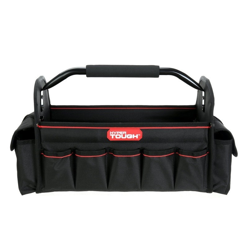 16 inch Open Tool Tote Heavy Duty Tool Bag W/ 20 Pockets & Steel Handle New