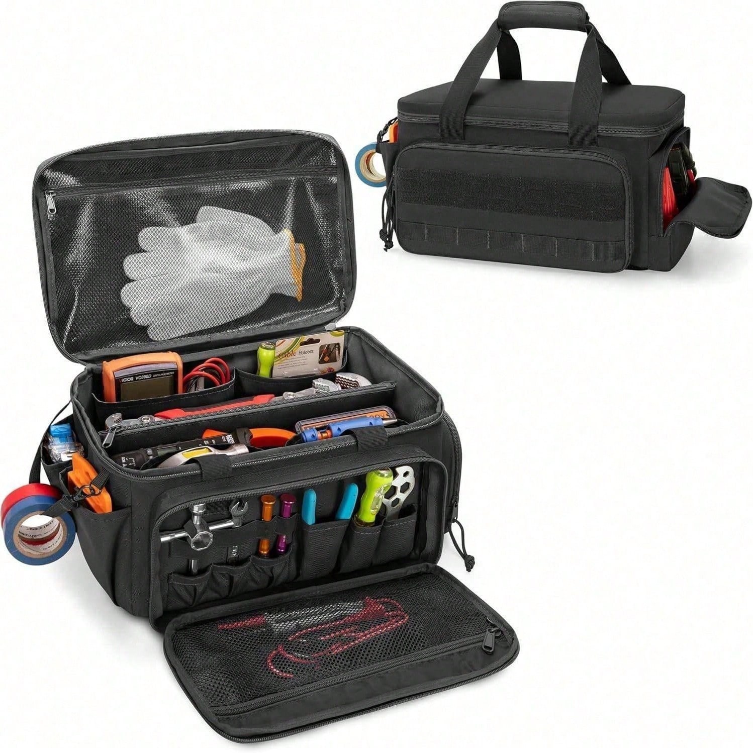 Men’s Handmade Tool Organizer Bag EDC Pouch Mechanic Electrician Tool Bag Black