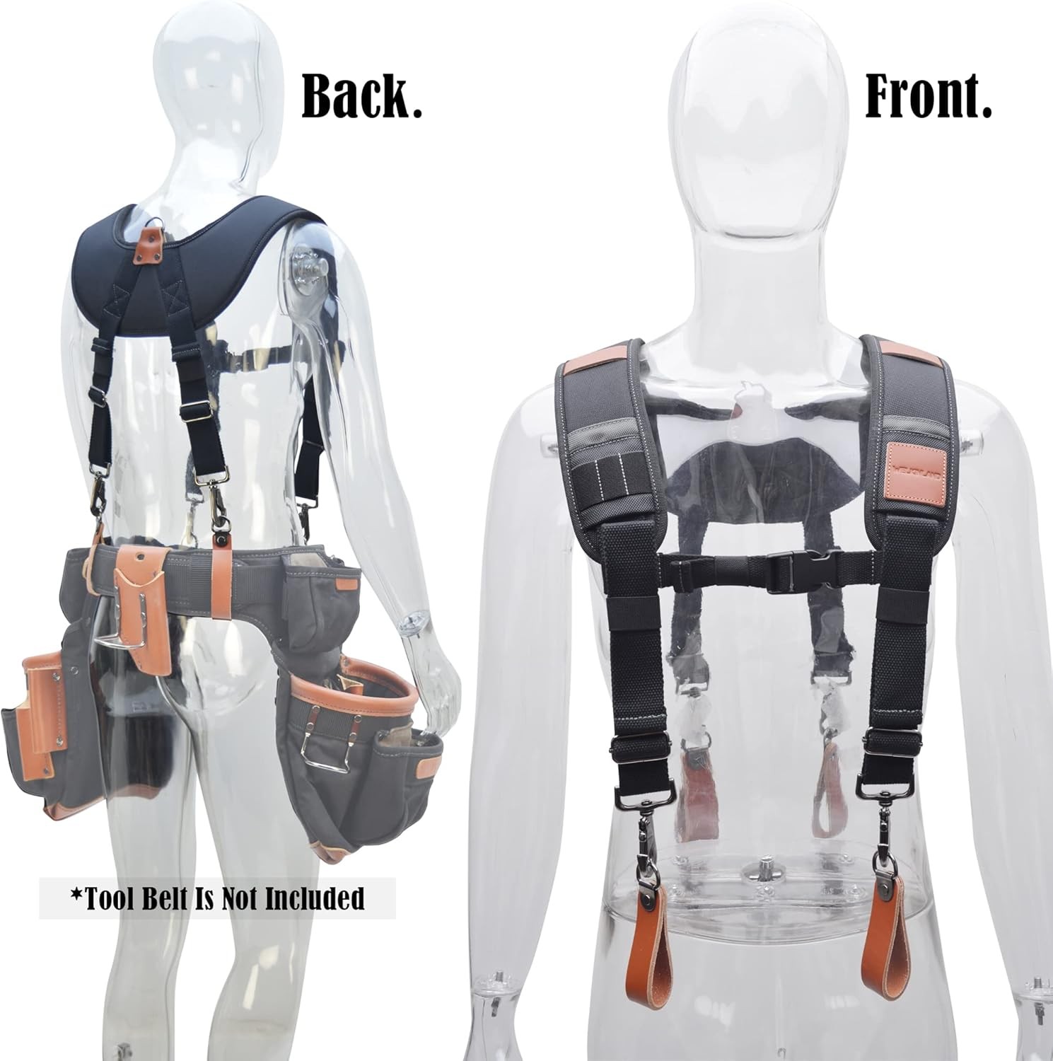 WELKINLAND Heavy-Duty leather tool belt suspenders, Carpenter tool bag suspender