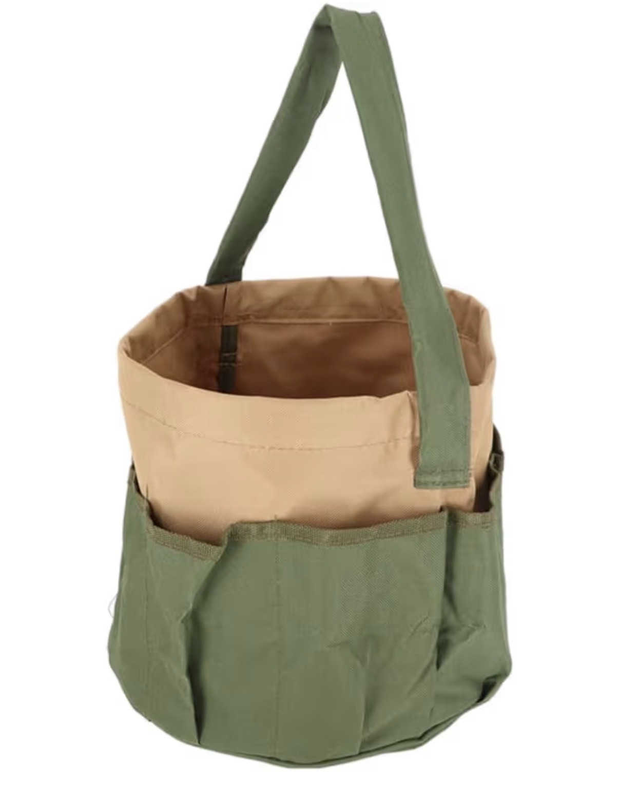 Esschert Design Canvas Round Tan & Green Garden Work Tool Bag