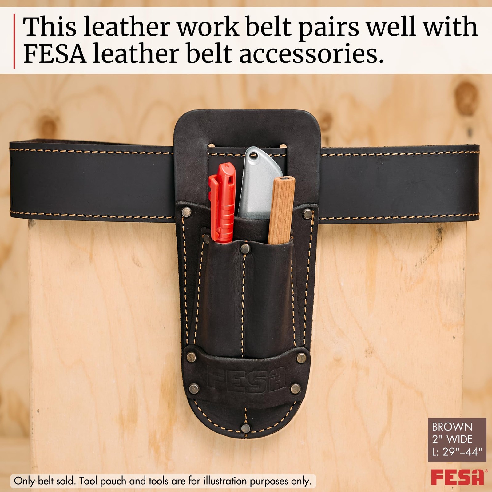 FESA Leather Tool Belt Pouch for Carpenters & Tradesmen