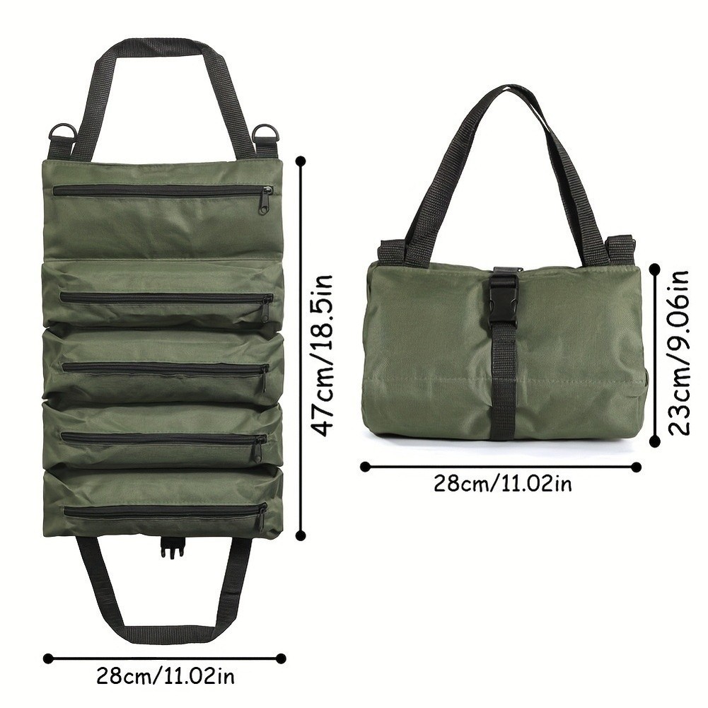Roll Up Tool Bag 600D Oxford PVC Coated Waterproof for Electricians Mechanics
