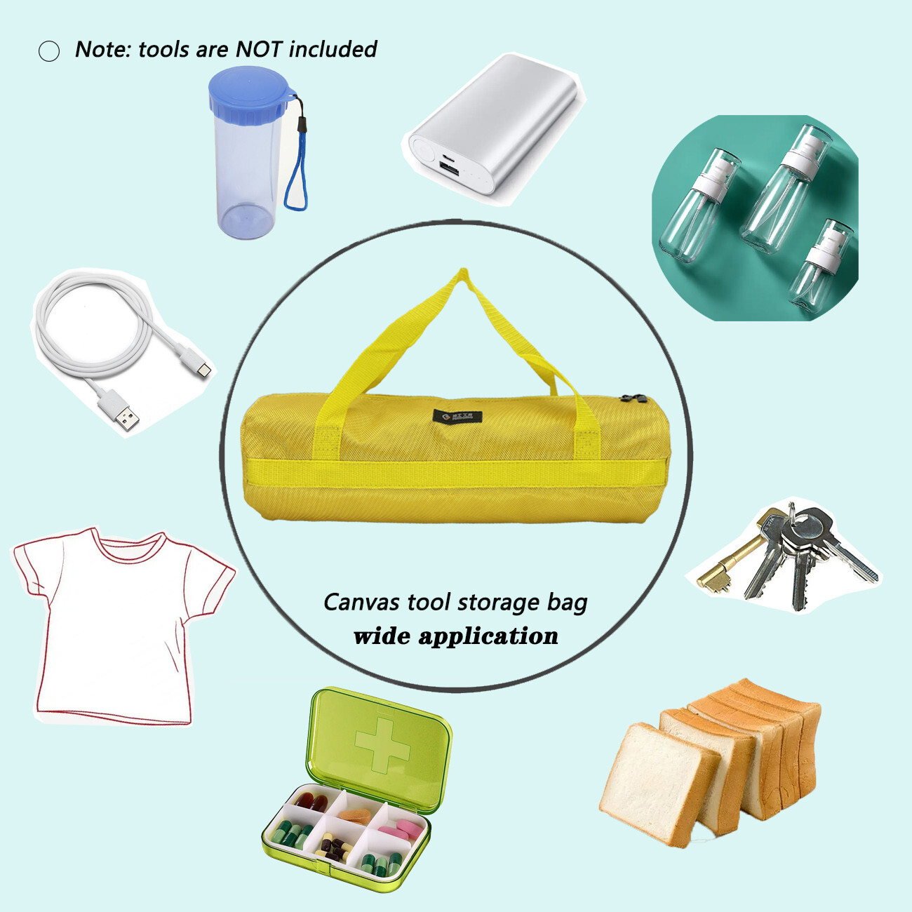 16inch Yellow Tool Bag with Zippers Multi Purpose Quick Manual tool 15.75×5.12in