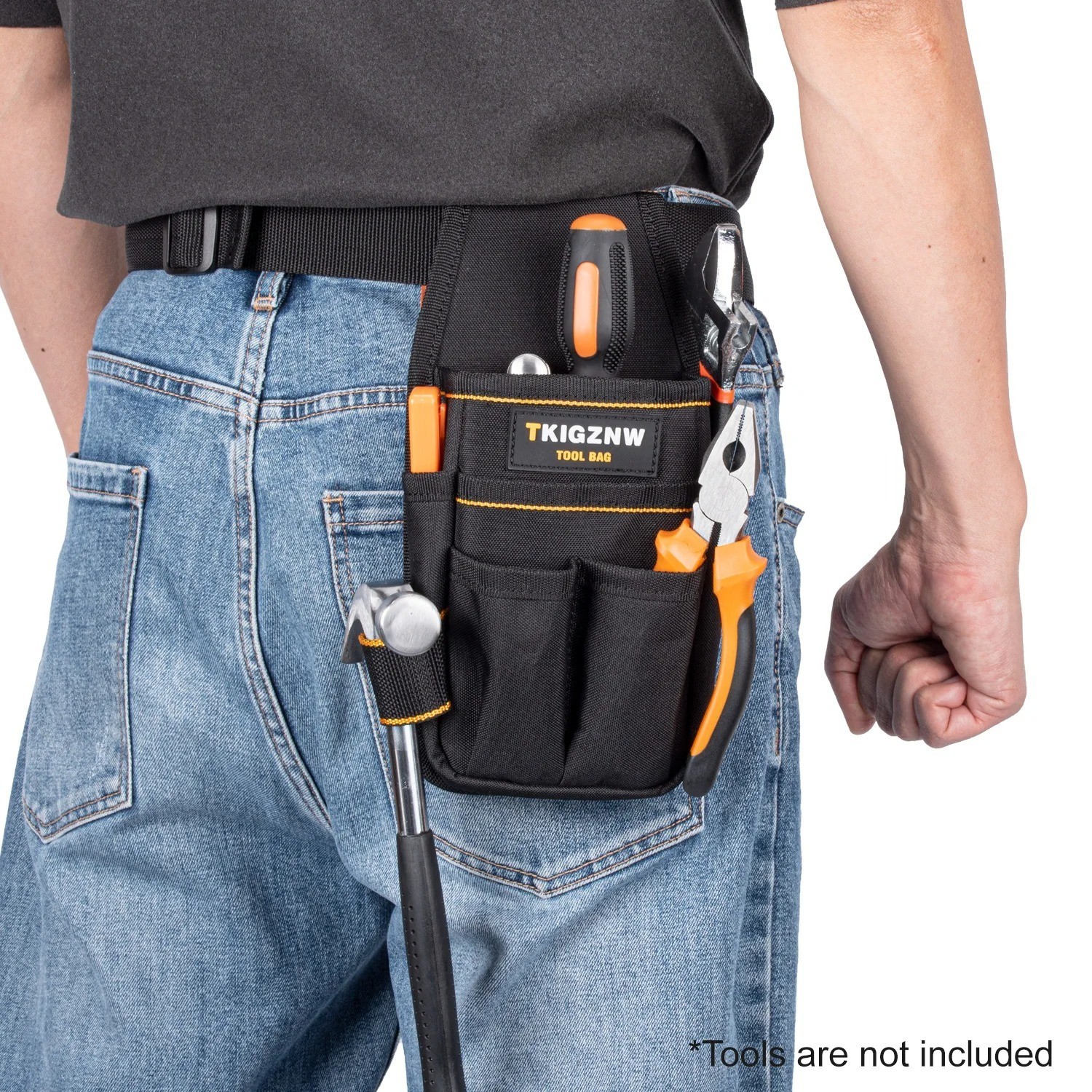 Heavy Duty Tool Pouch with Belt, 6 Pockets & Screwdriver Loops for Electricians