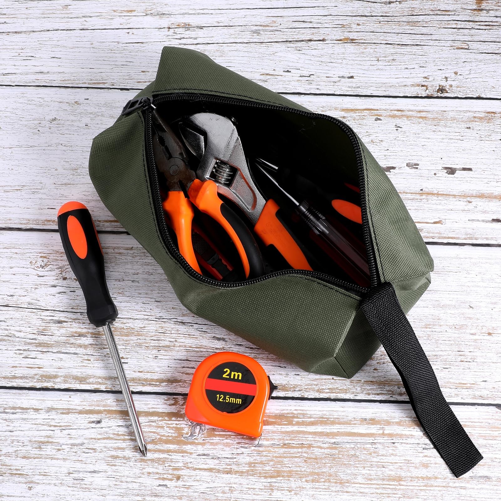 2 Pack Canvas Tool Pouch with Zipper, 9.4 x 3.3 x inches, Black